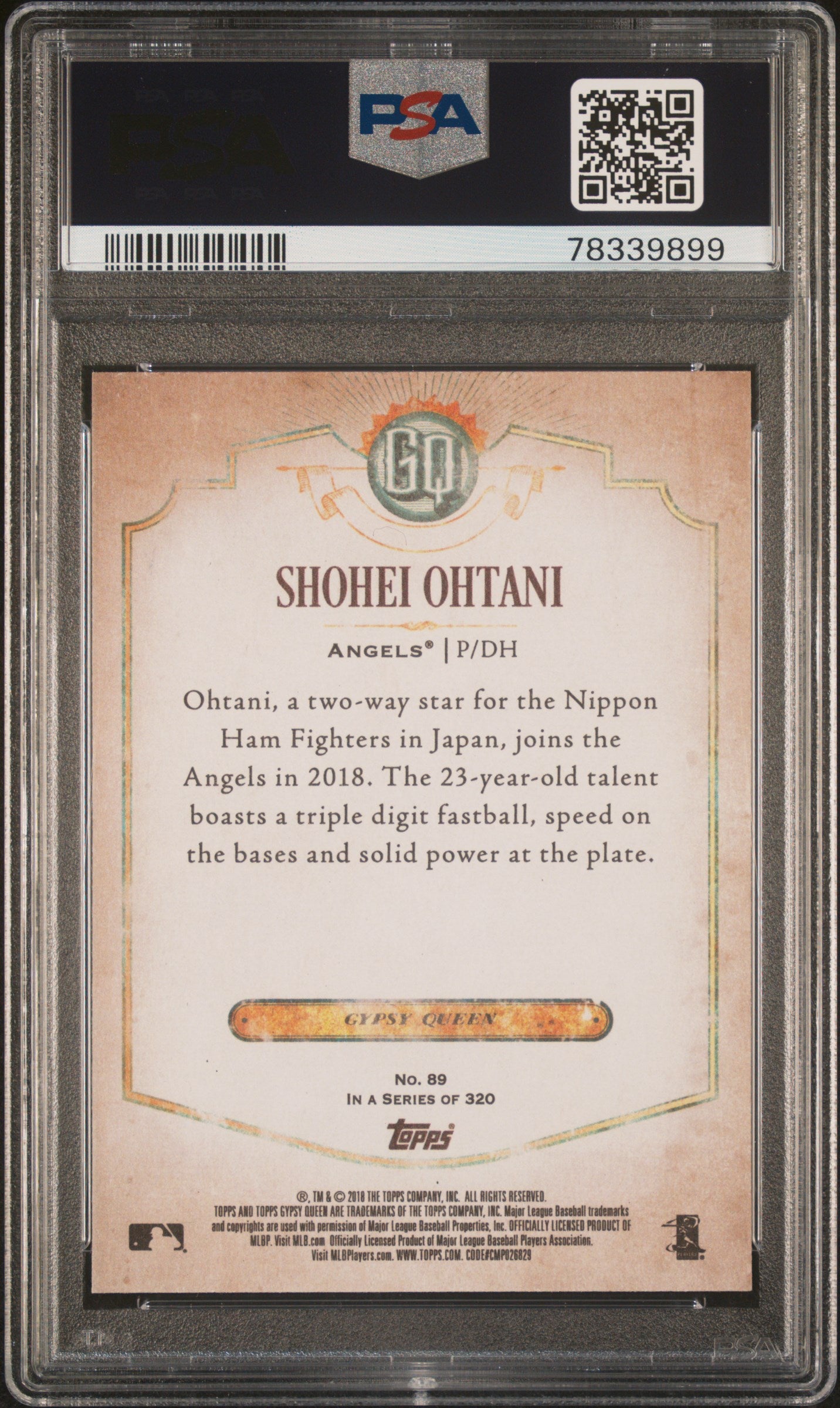 Shohei Ohtani 2018 Topps Gypsy Queen Logo Swap PSA 10 Gem Mint