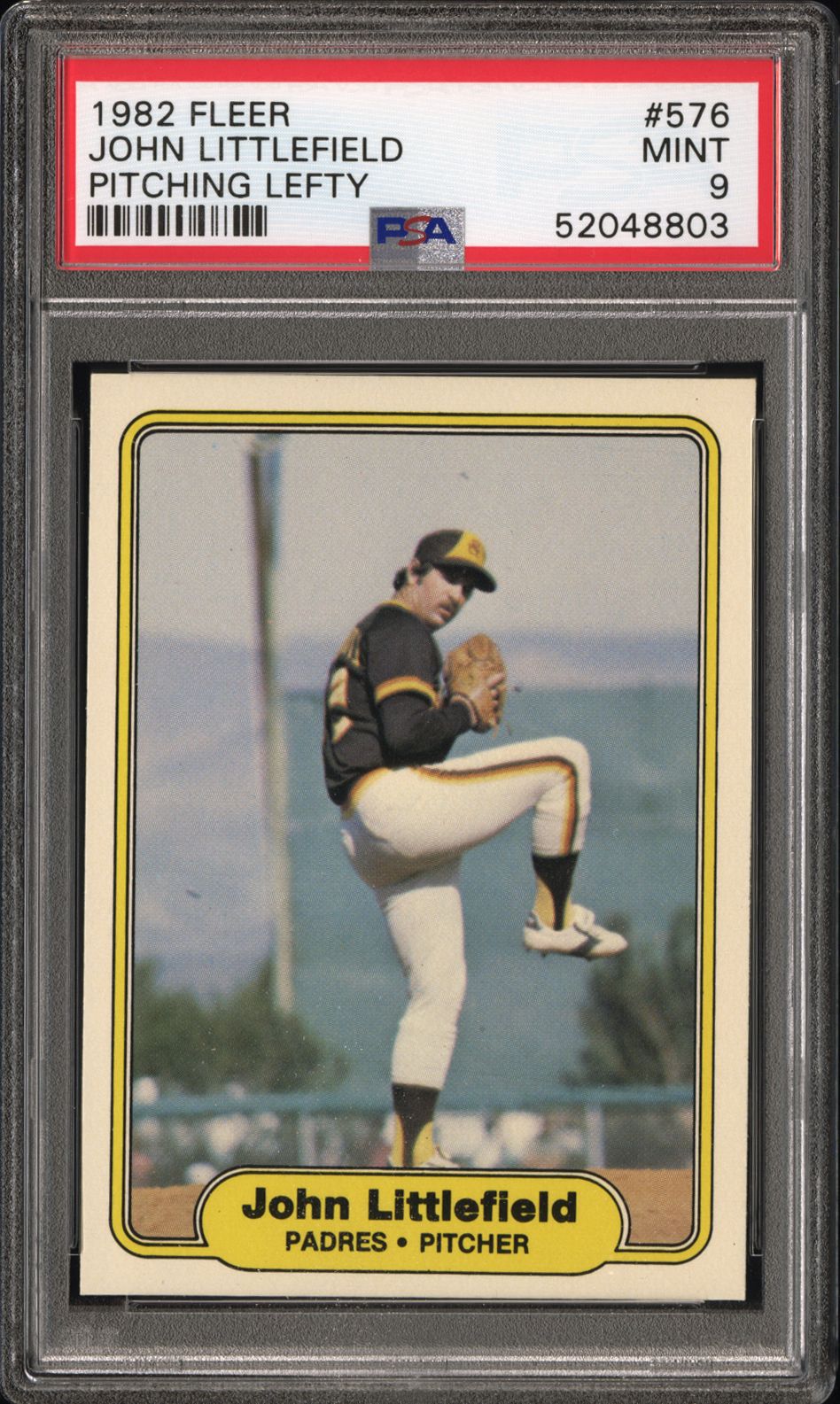 John Littlefield 1982 Fleer Pitching Lefty Error #576 PSA 9 Mint