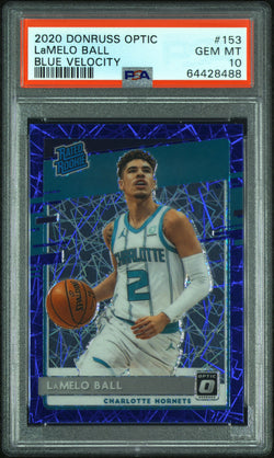LaMelo Ball 2020 Donruss Optic Blue Velocity Rookie #153 PSA 10 Gem Mint