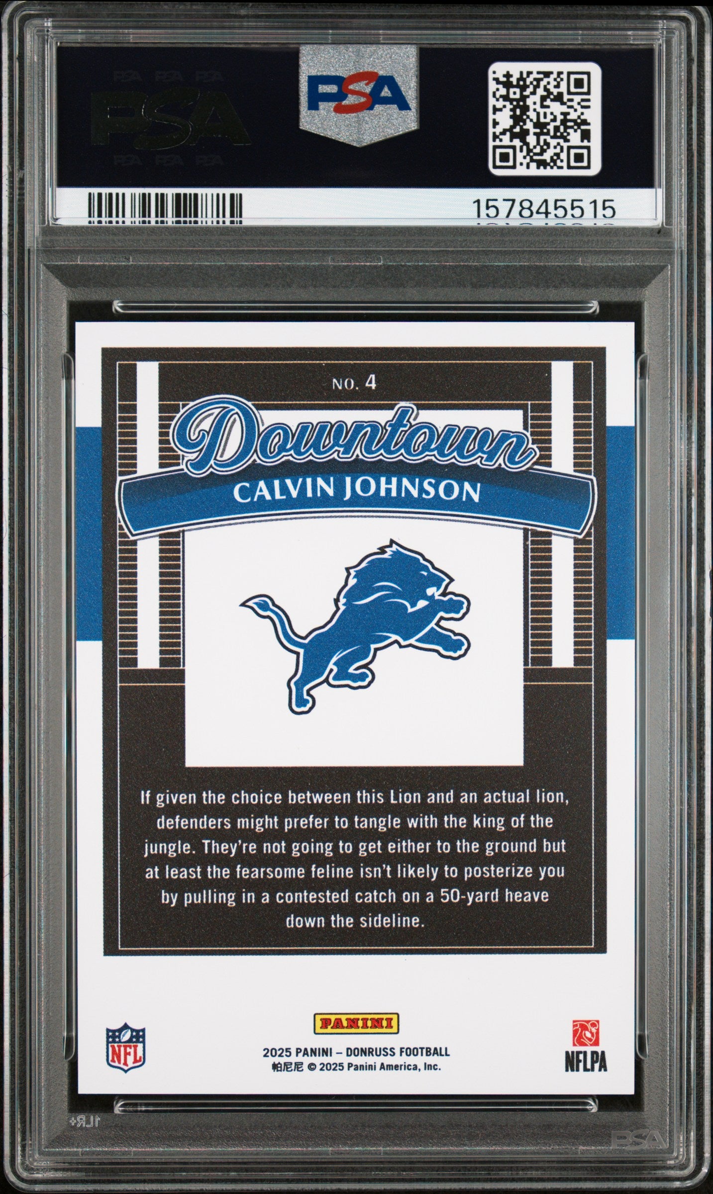 Calvin Johnson 2025 Donruss Downtown PSA 10 Gem Mint 5515