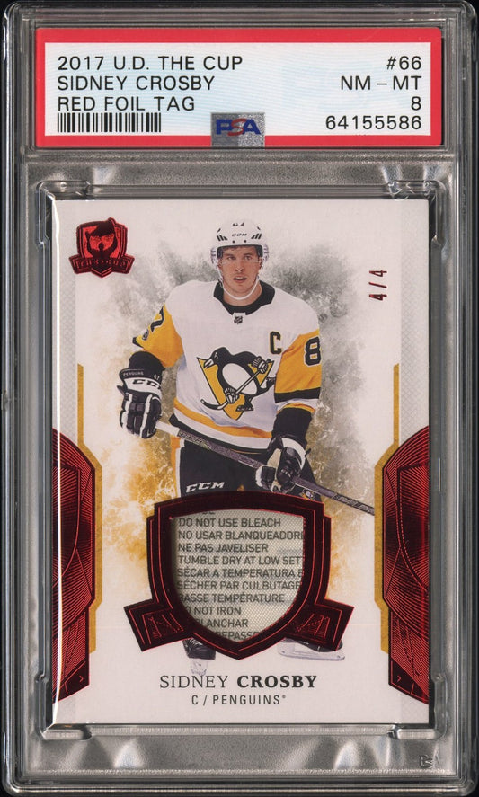 Sidney Crosby 2017 Upper Deck The Cup Red Foil Tag #4/4 PSA 8 Nm-Mint