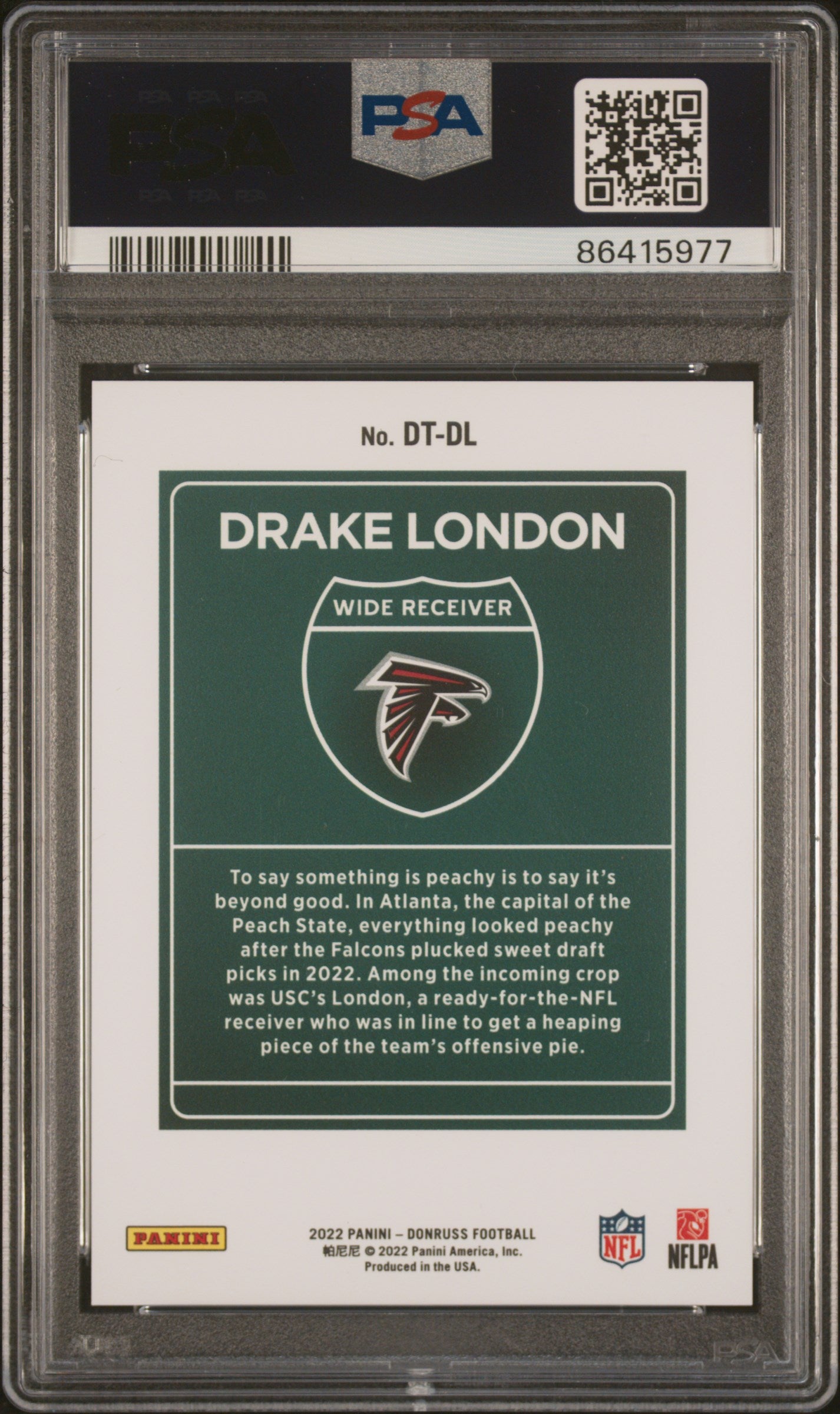 Drake London 2022 Donruss Rookie Downtown PSA 10 Gem Mint