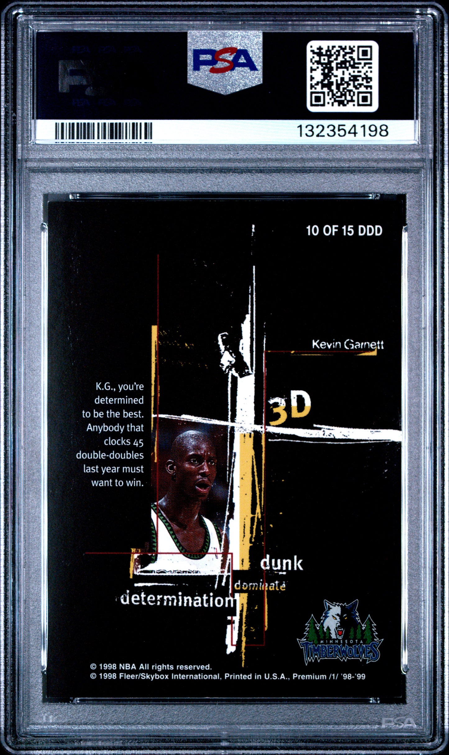 Kevin Garnett 1998 Skybox Premium 3Ds PSA 8 Nm-Mint