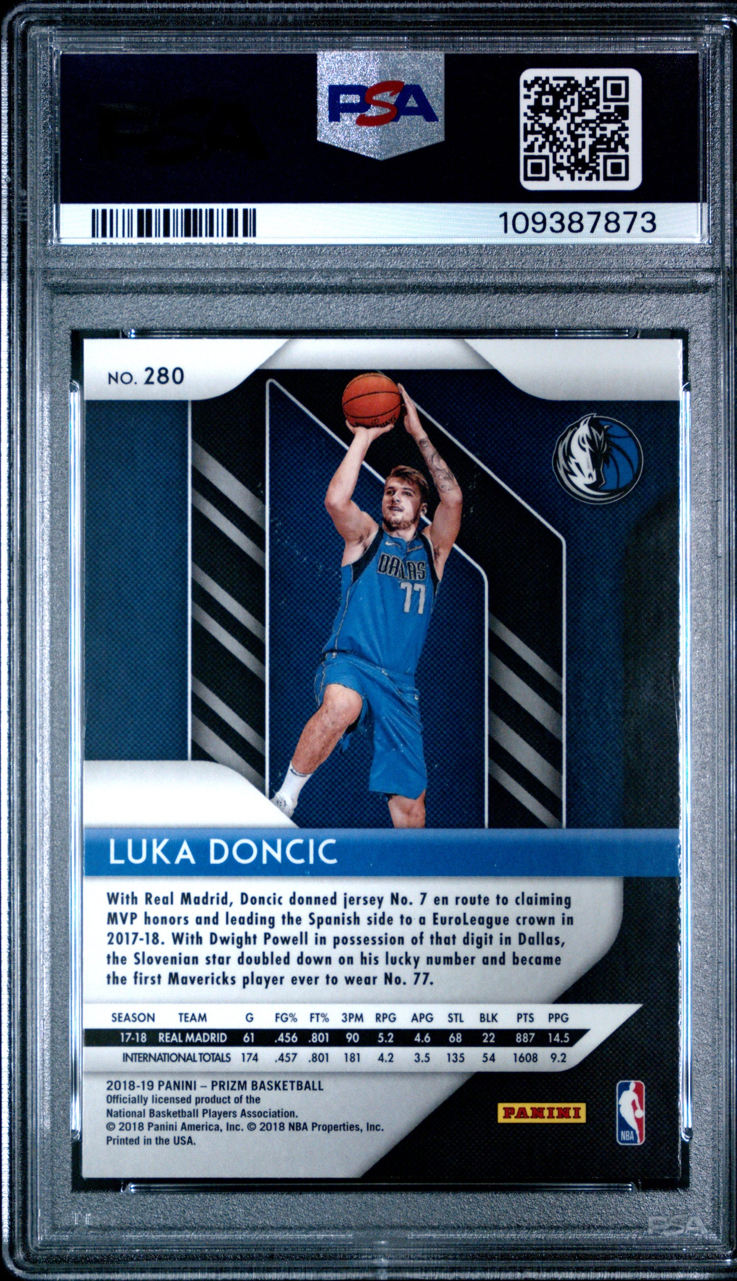 Luka Doncic 2018 Panini Prizm Rookie #280 PSA 10 Gem Mint 7873