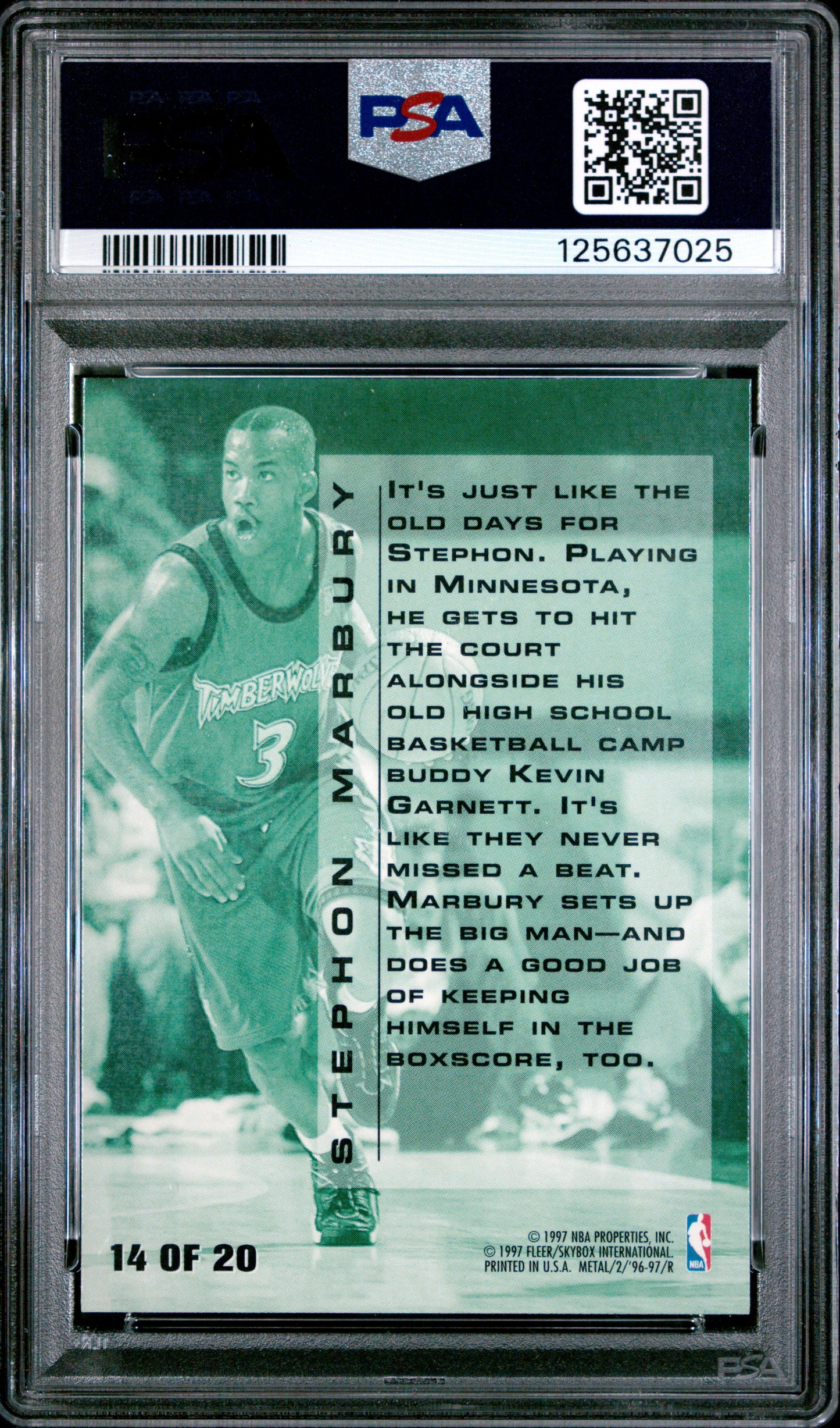 Stephon Marbury 1996 Metal Maximum Metal #14 PSA 9 Mint