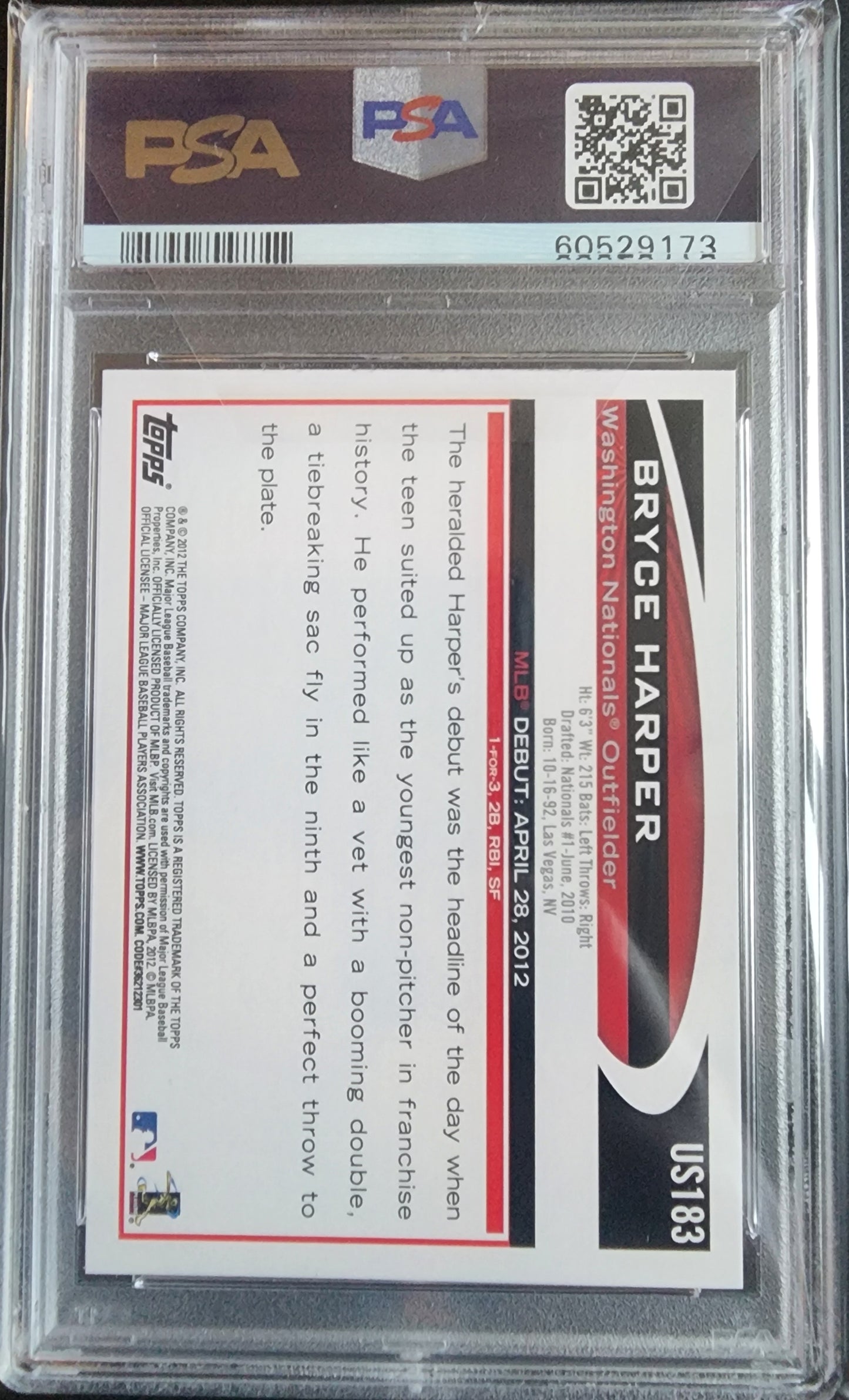 Bryce Harper 2012 Topps Update #US183 PSA 10 Gem Mint