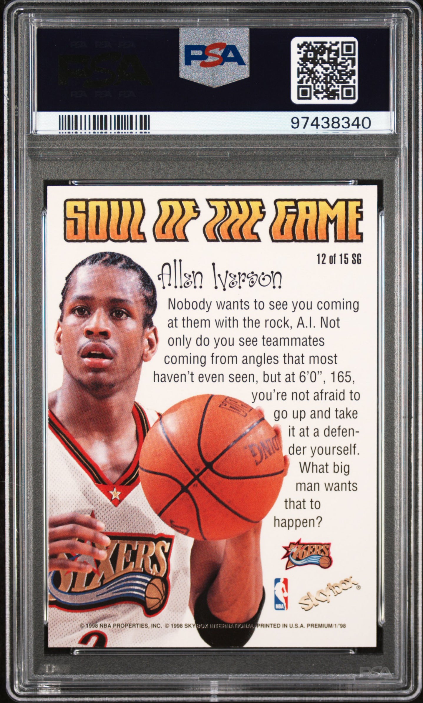 Allen Iverson 2998 Skybox Premium Soul of the Game PSA 9 Mint