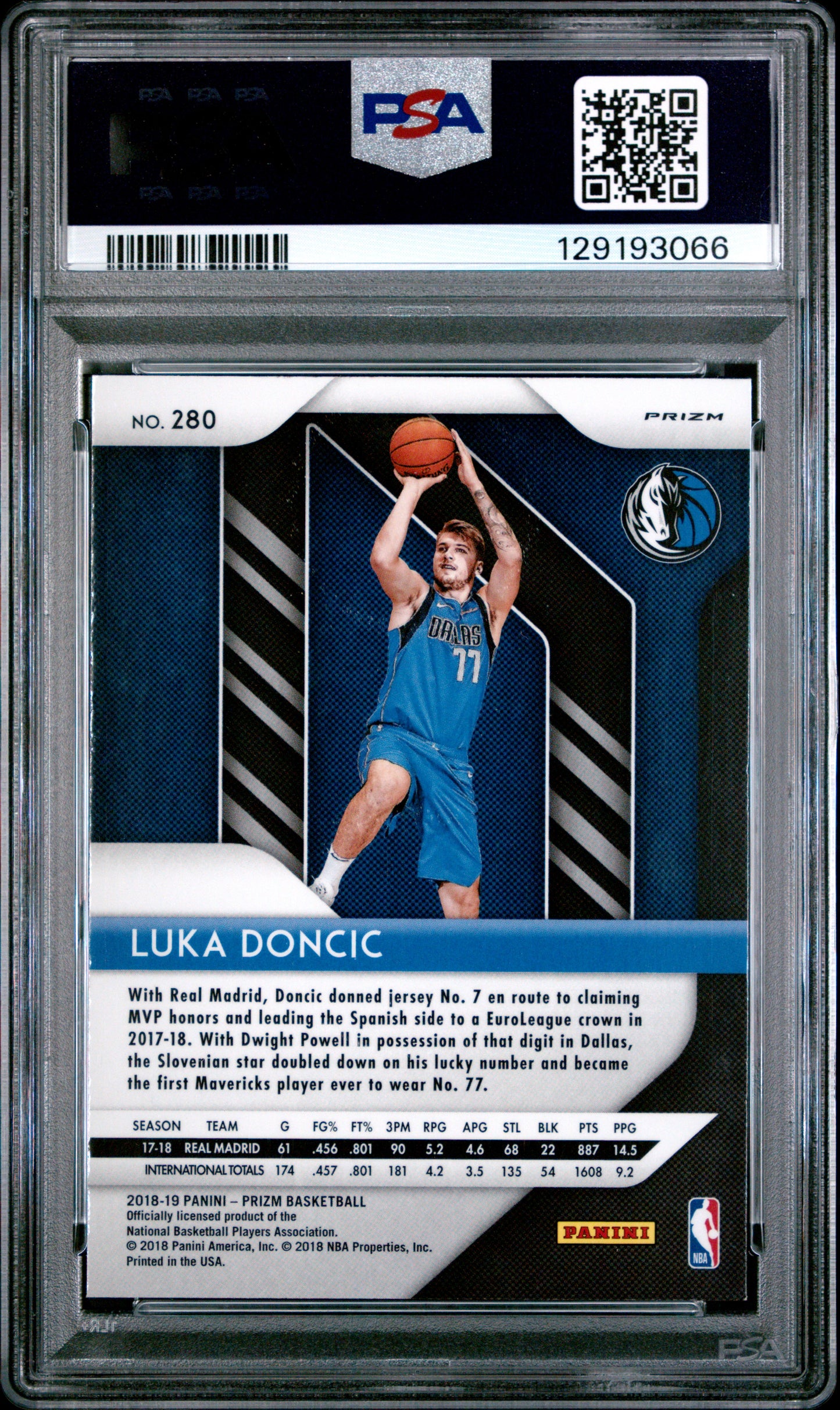 Luka Doncic 2018 Panini Prizm #280 Hyper Prizm PSA 9 Mint 3066