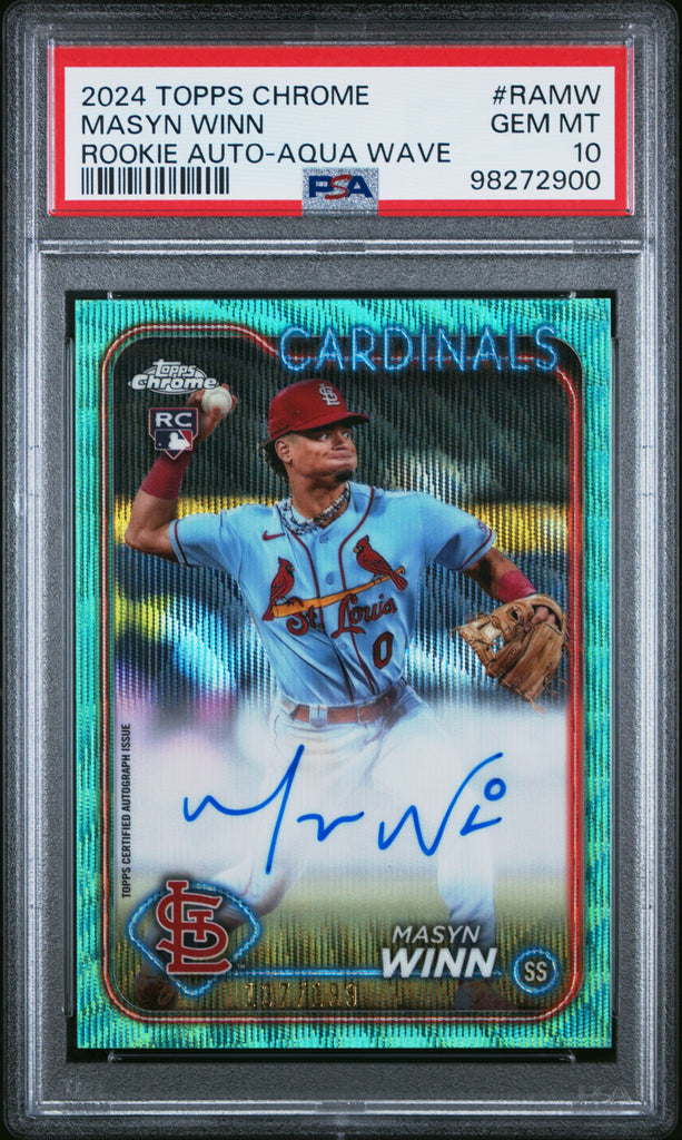 Masyn Winn 2024 Topps Chrome Aqua Wave Auto Rookie #107/199 PSA 10 