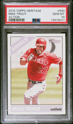 Mike Trout 2015 Topps Heritage #500 Action PSA 10 Gem Mint