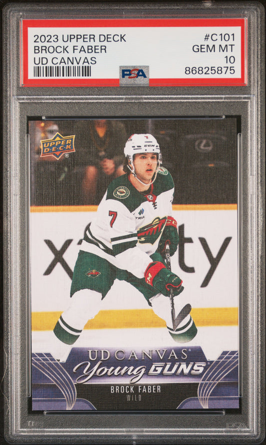 Brock Faber 2023 Upper Deck Canvas Young Guns #C101 PSA 10 Gem Mint