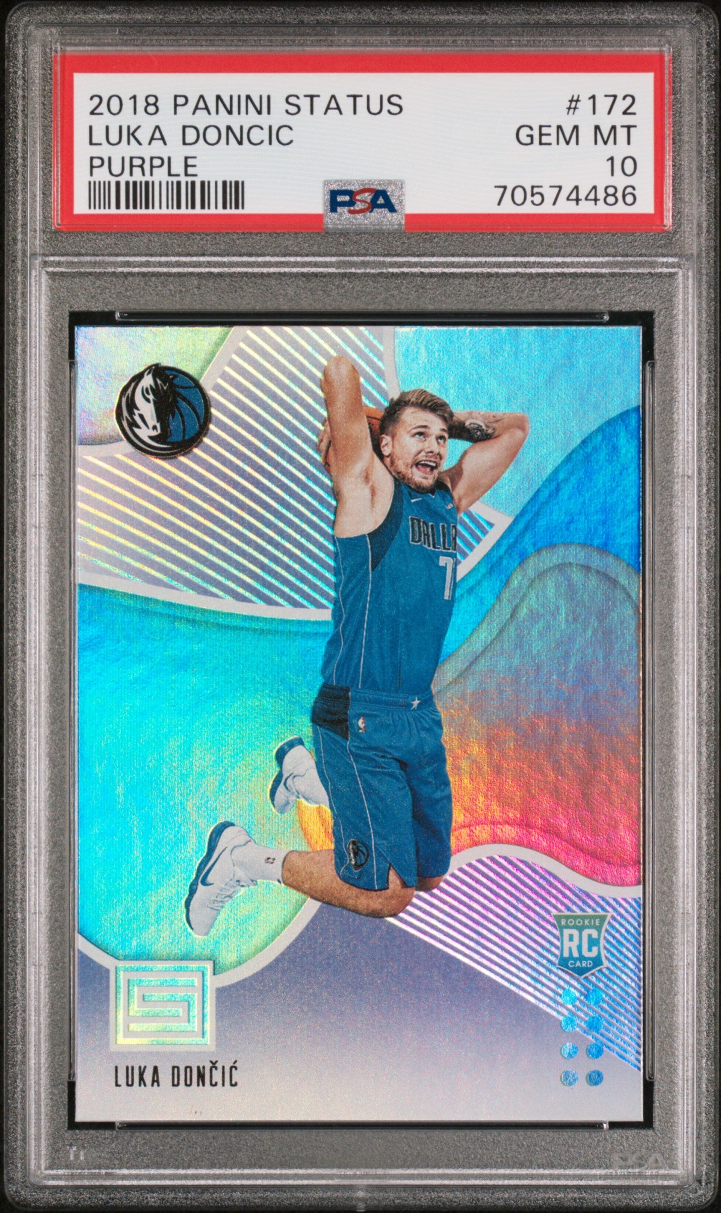 Luke Doncic 2018 Panini Status #172 Purple PSA 10 Gem Mint Luke Doncic 2018 Panini Status #172 Purple PSA 10 Gem Mint