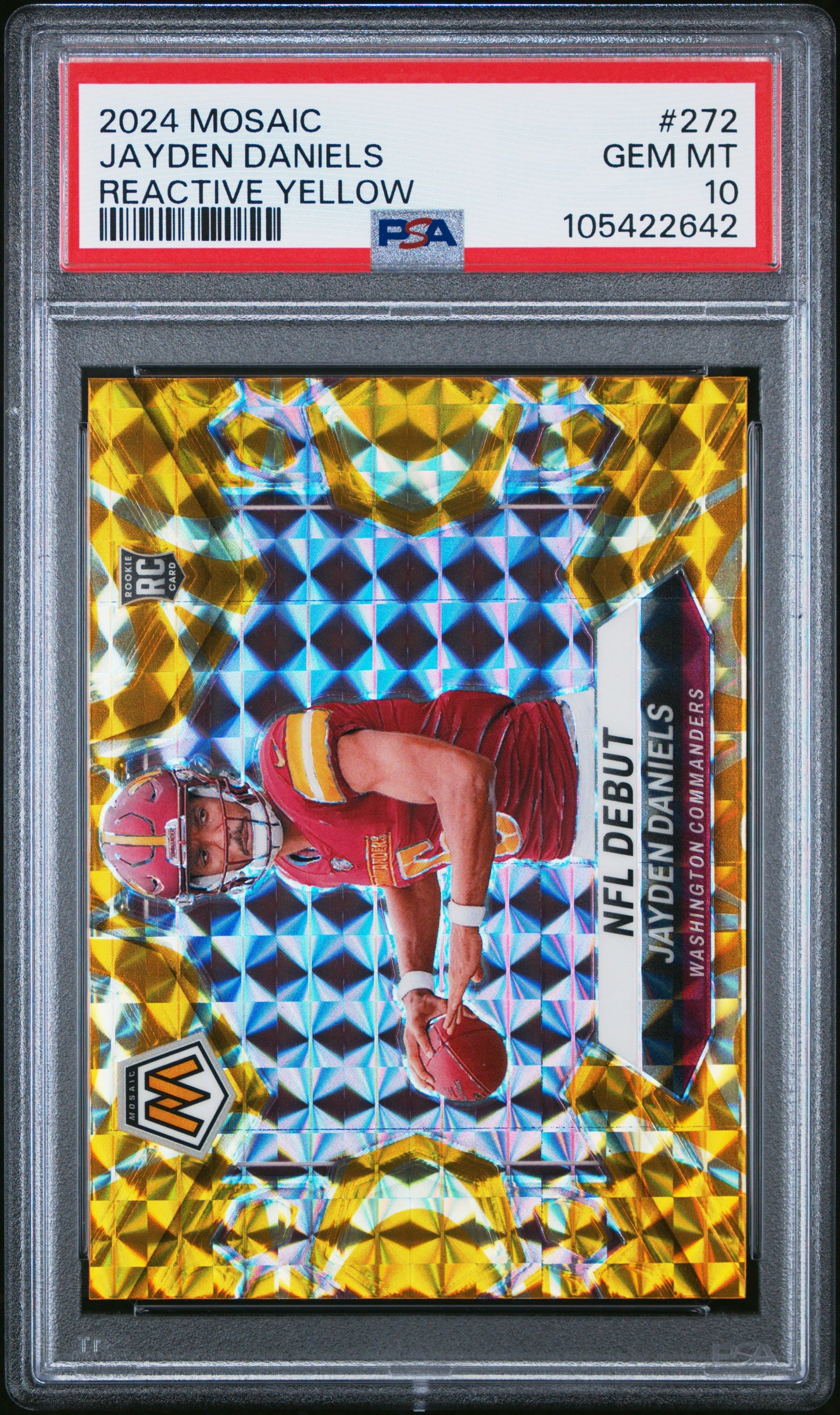 Jayden Daniels 2024 Panini Mosaic Rookie #272 Reactive Yellow PSA 10 Gem Mint