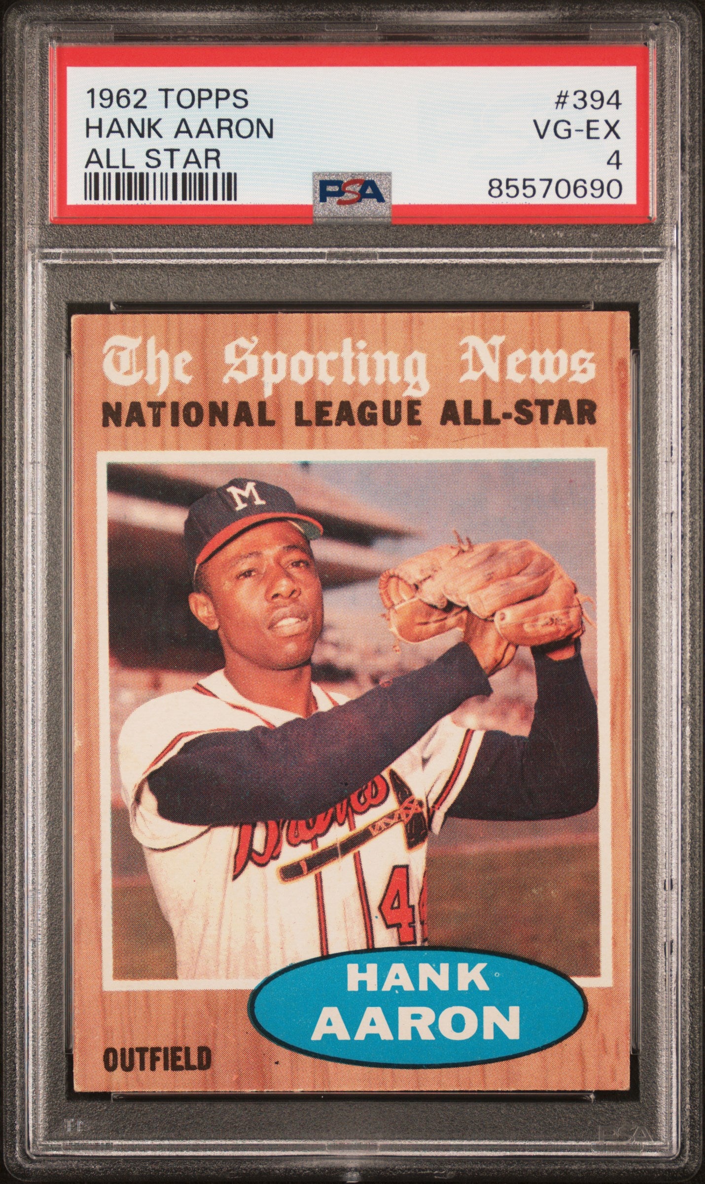 Hank Aaron 1962 Topps All-Star #394 PSA 4 Vg-Ex – Three Stars