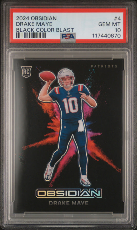 Drake Maye 2024 Panini Obsidian Black Color Blast Rookie PSA 10 Gem Mint