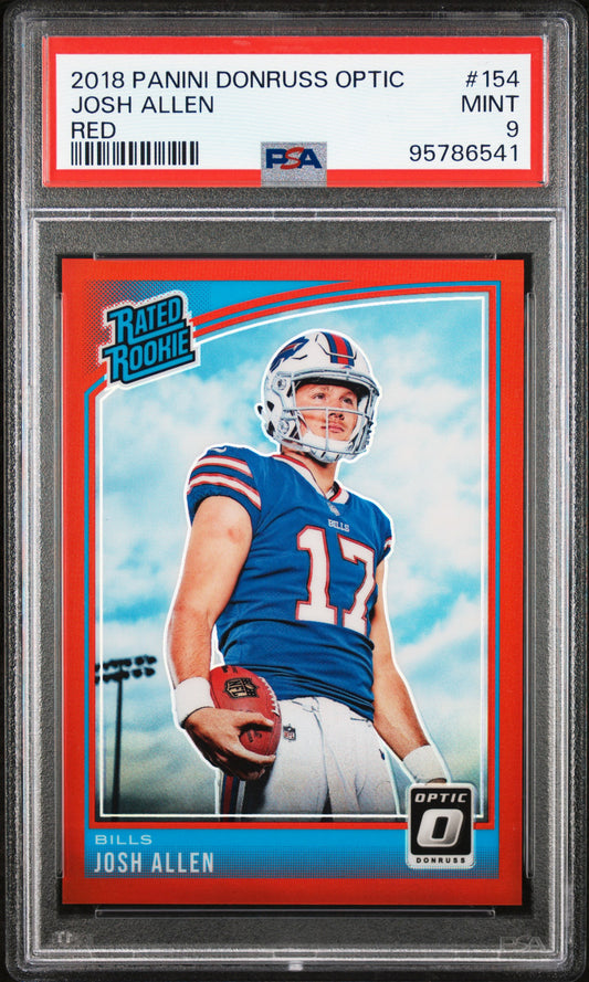 Josh Allen 2018 Donruss Opric Rookie #154 Red #99/99 PSA 9 Mint