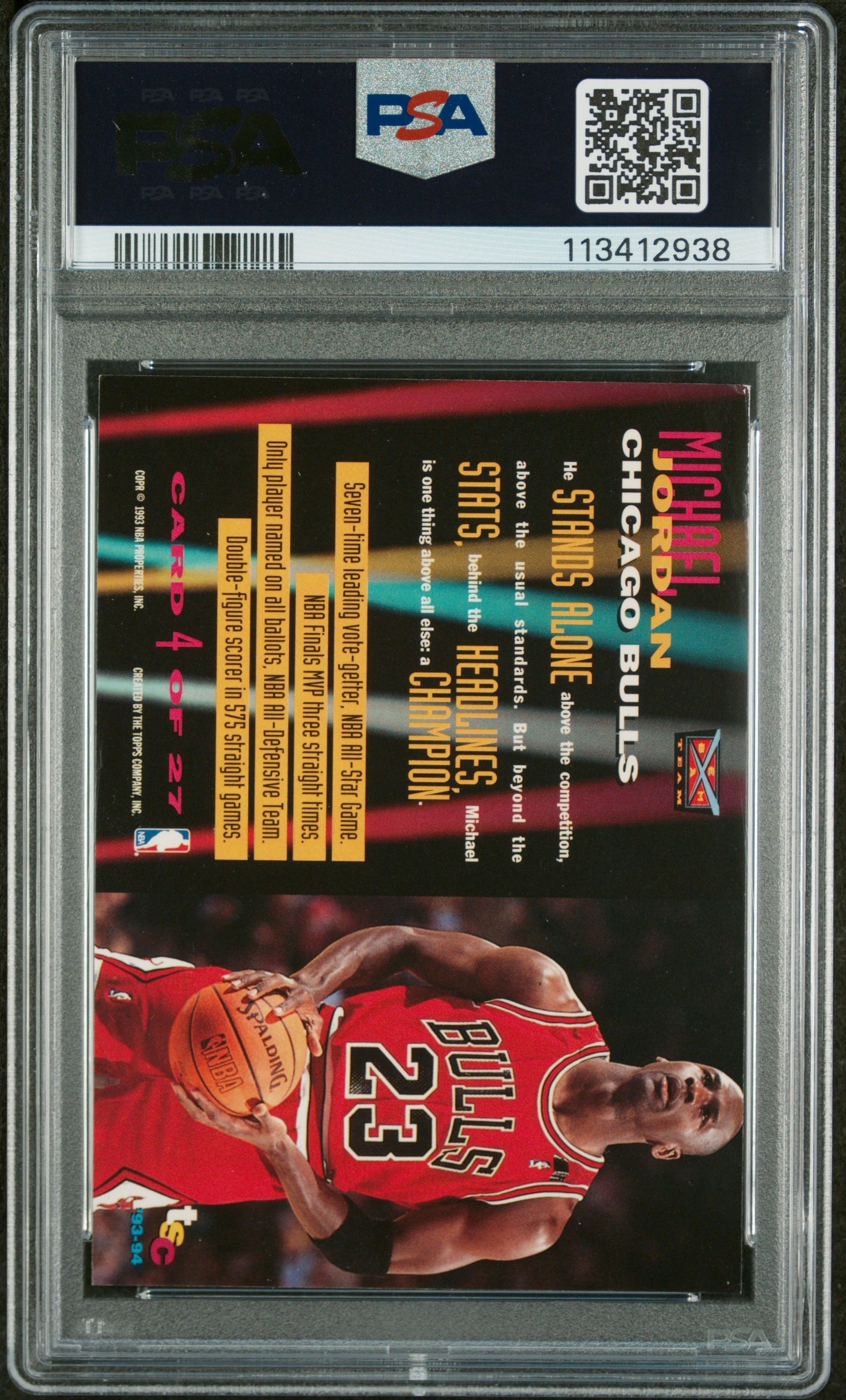 Michael Jordan 1993 Topps Stadium Club Beam Team PSA 6 Ex-Mint