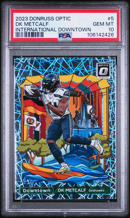 DK Metcalf 2023 Donruss Optic International Downtown PSA 10 Gem Mint