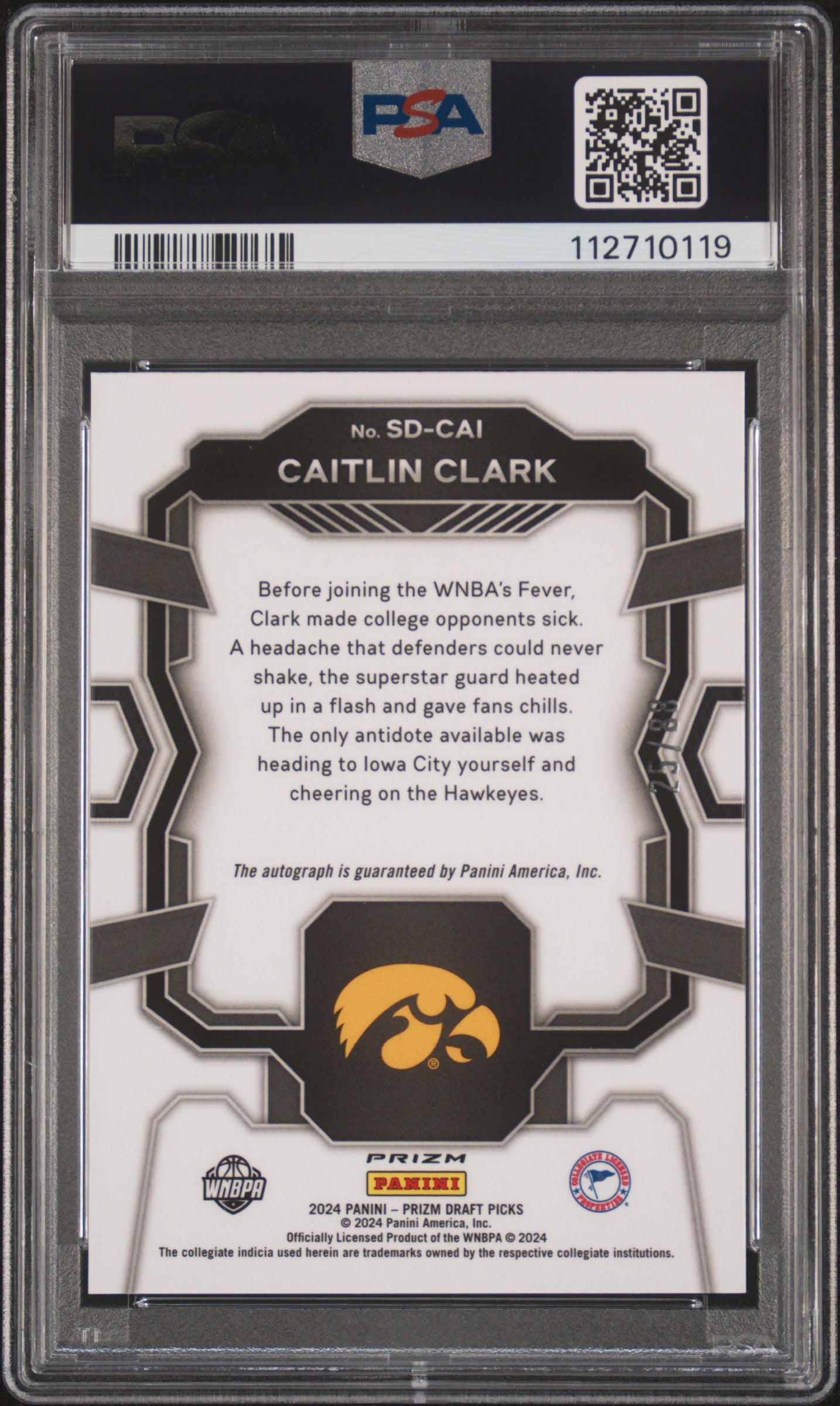 Caitlin Clark 2024 Panini Prizm Draft Picks Signinging Day Auto Red Scope #25/88 PSA 10 Gem Mint
