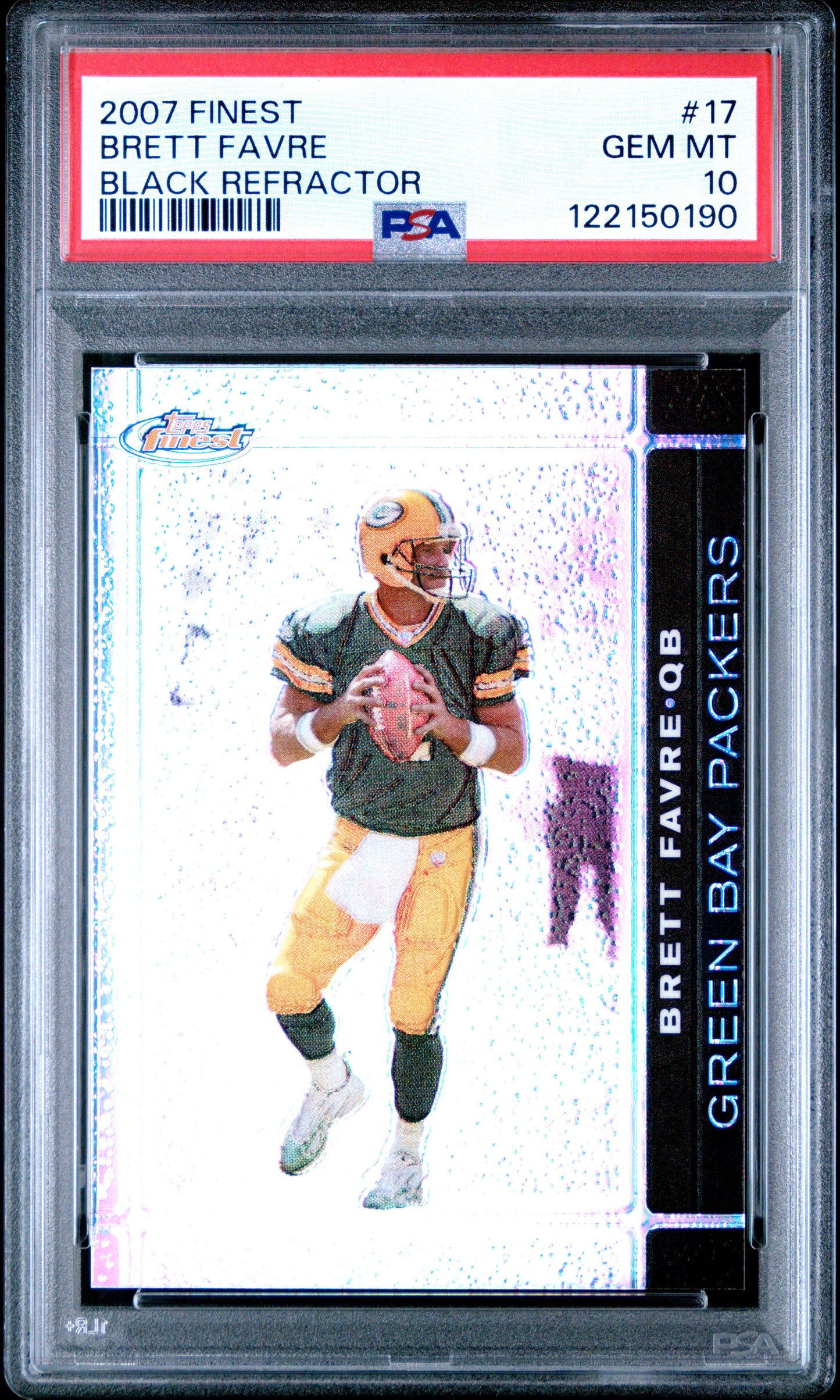 Brett Favre 2007 Topps Finest #17 Black Refractor #3/99 PSA 10 Gem Mint
