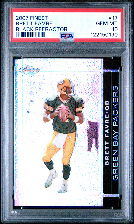 Brett Favre 2007 Topps Finest #17 Black Refractor #3/99 PSA 10 Gem Mint