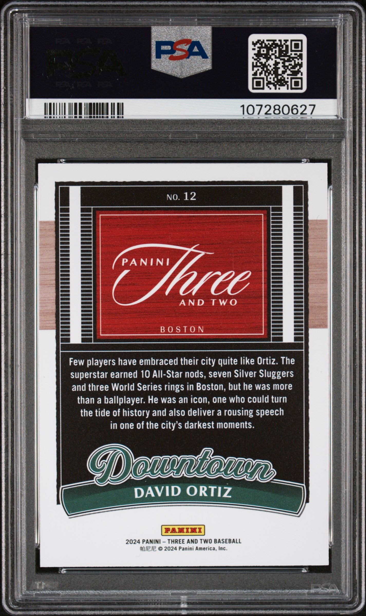 David Ortiz 2024 Panini Three and Two Downtown PSA 10 Gem Mint