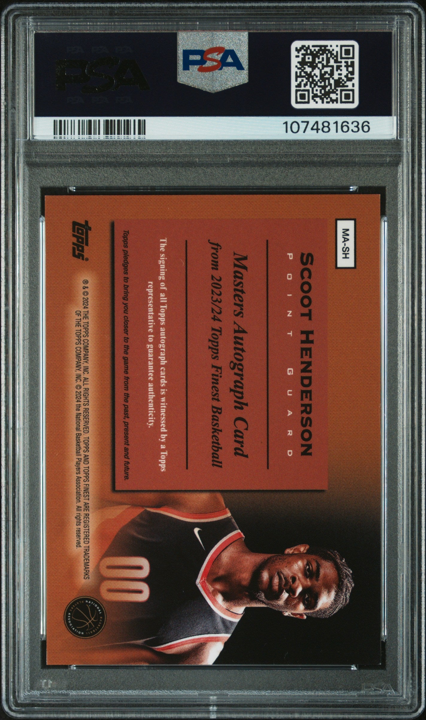 Scoot Henderson 2023 Topps Finest Black Geometric Auto #10/25 PSA 9 Auto 10