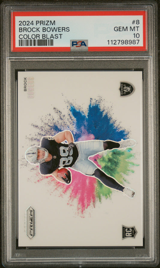 Brock Bowers 2024 Panini Prizm Color Blast PSA 10 Gem Mint