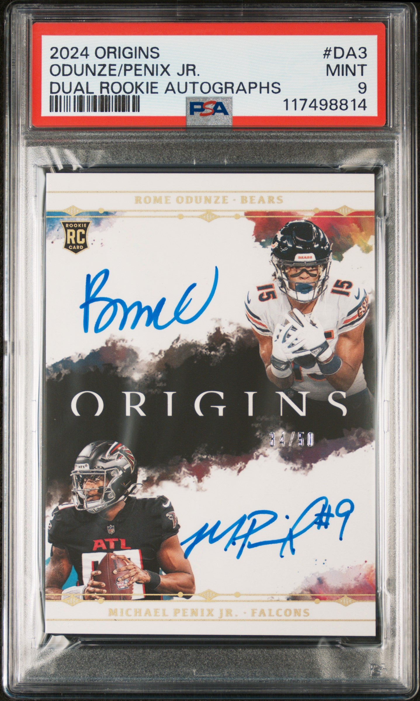 Rome Odunze + Michael Penix Jr 2024 Origins Dual Rookie Auto #34
