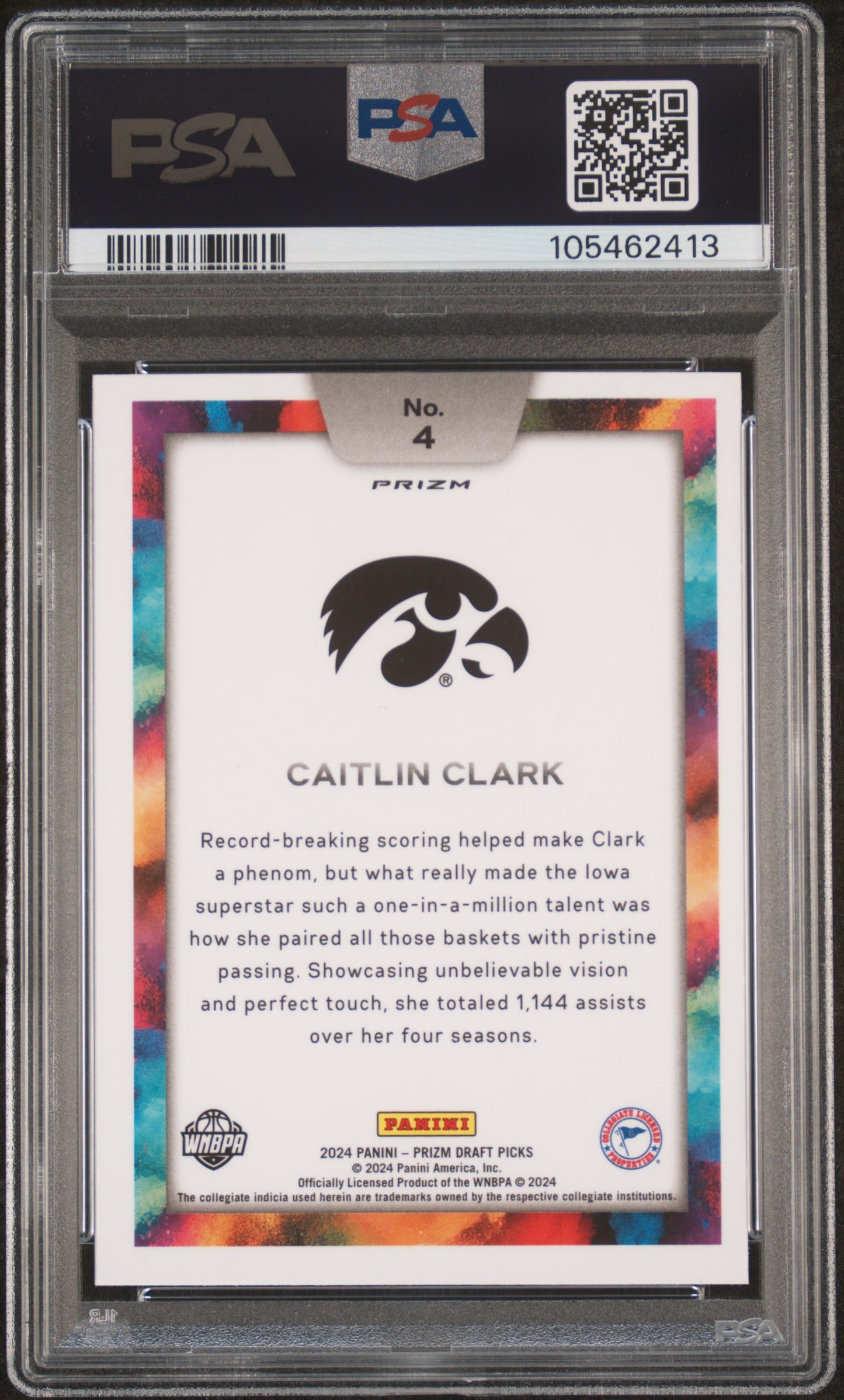 Caitlin Clark 2024 Panini Prizm Draft Picks Color Blast PSA 10 Gem Mint