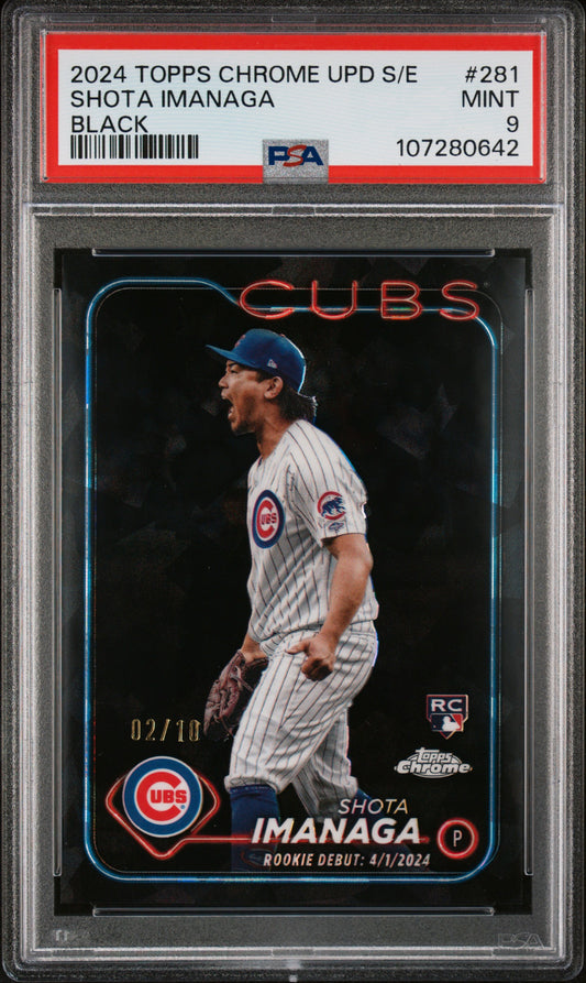 Shota Imanaga 2024 TOpps Chrome Update Sapphire Black #2/10 PSA 9 Mint