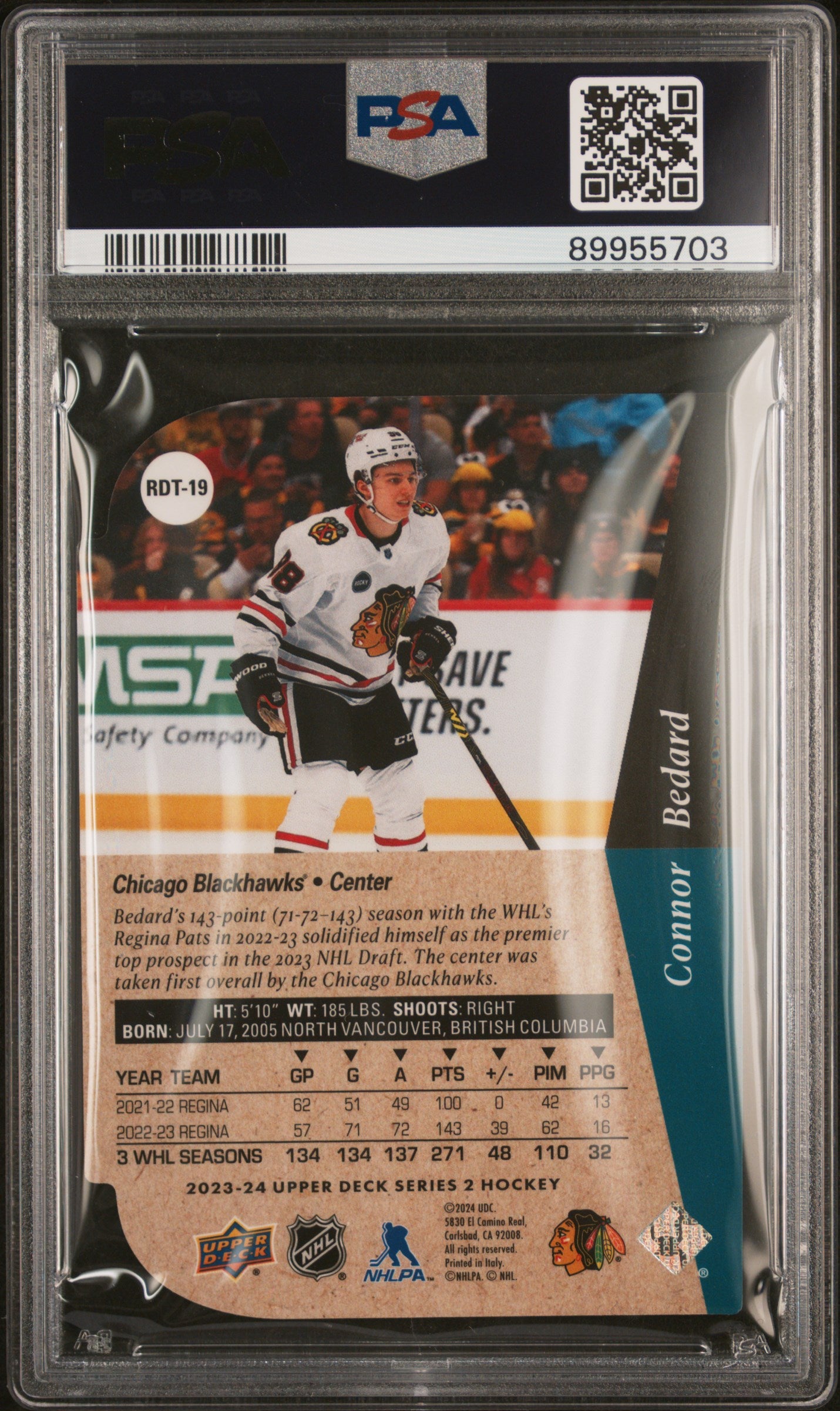 Connor Bedard 2023 Upper Deck 1994-95 Rookie Die-Cuts PSA 10 Gem Mint