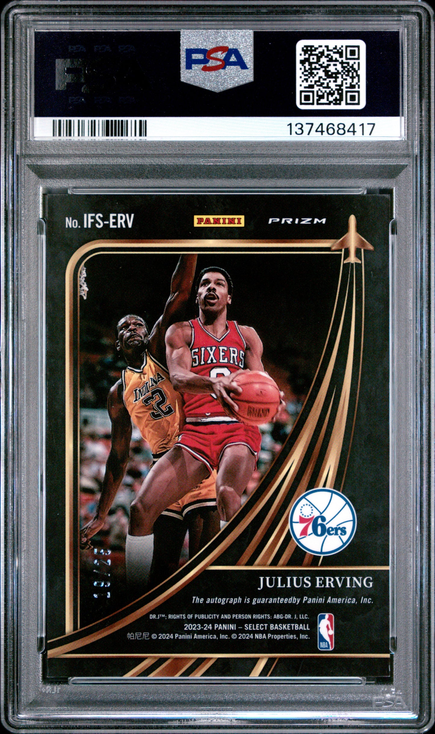 Julius Erving 2023 Panini Select In Flight Tie-Dye Auto #19/25 PSA 10 Gem Mint
