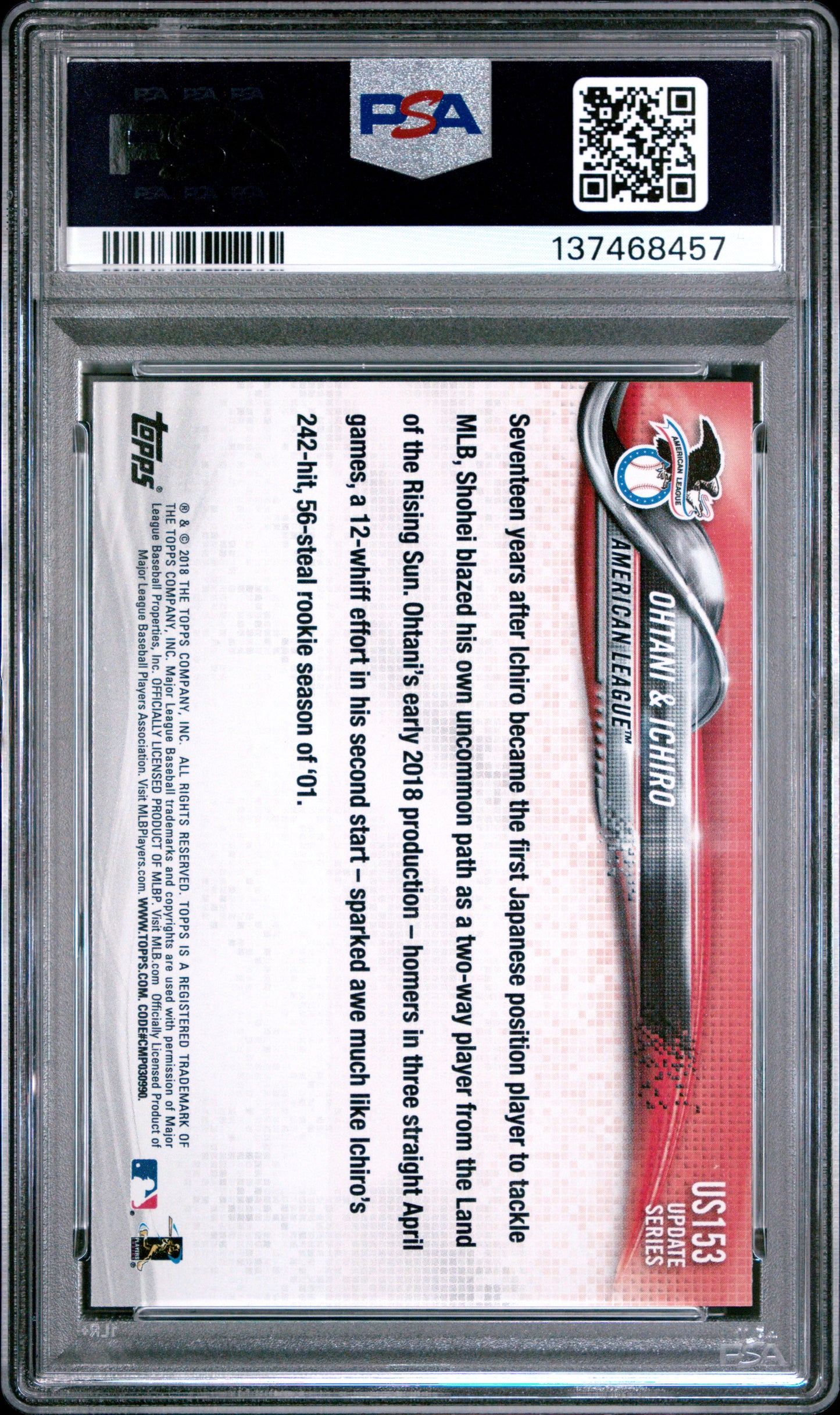 Shohei Ohtani + Ichiro 2018 Topps Update #US153 PSA 10 Gem Mint 8457