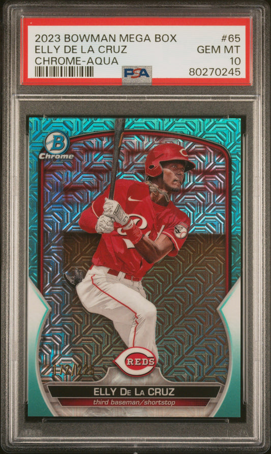 Elly de la Cruz 2023 Bowman Mega Box Aqua #172/225 PSA 10 Gem Mint