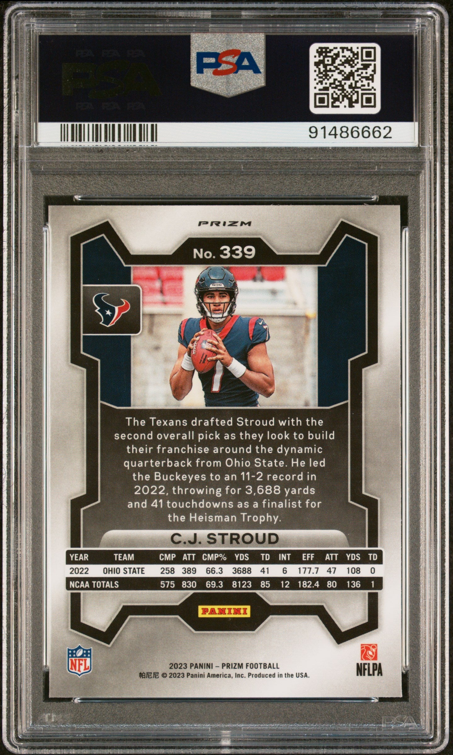 CJ Stroud 2023 Panini Prizm Lazer Prizm Rookie #339 PSA 10 Gem Mint