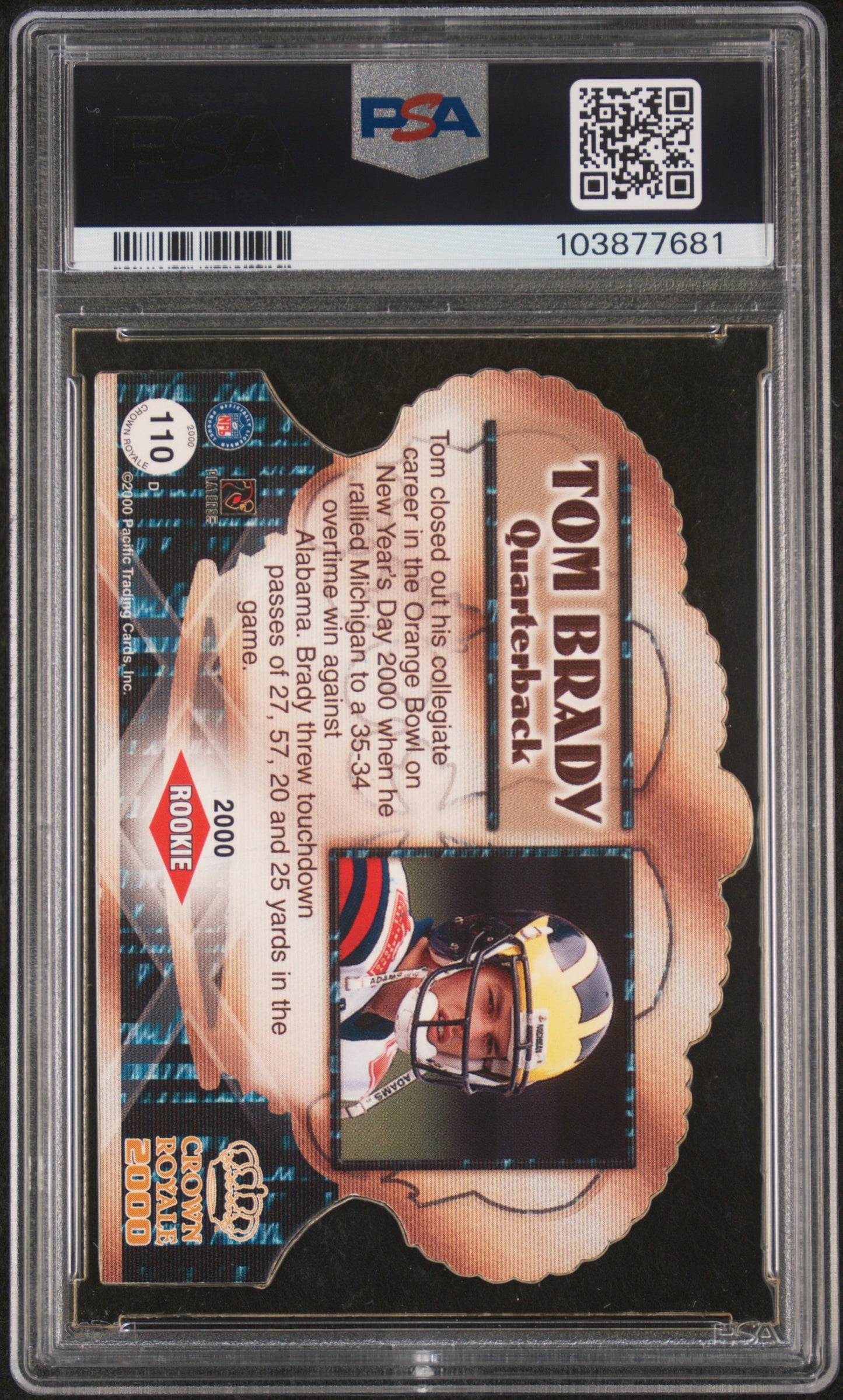 Tom Brady 2000 Pacific Crown Royale RC Autograph #110 PSA 9 Mint