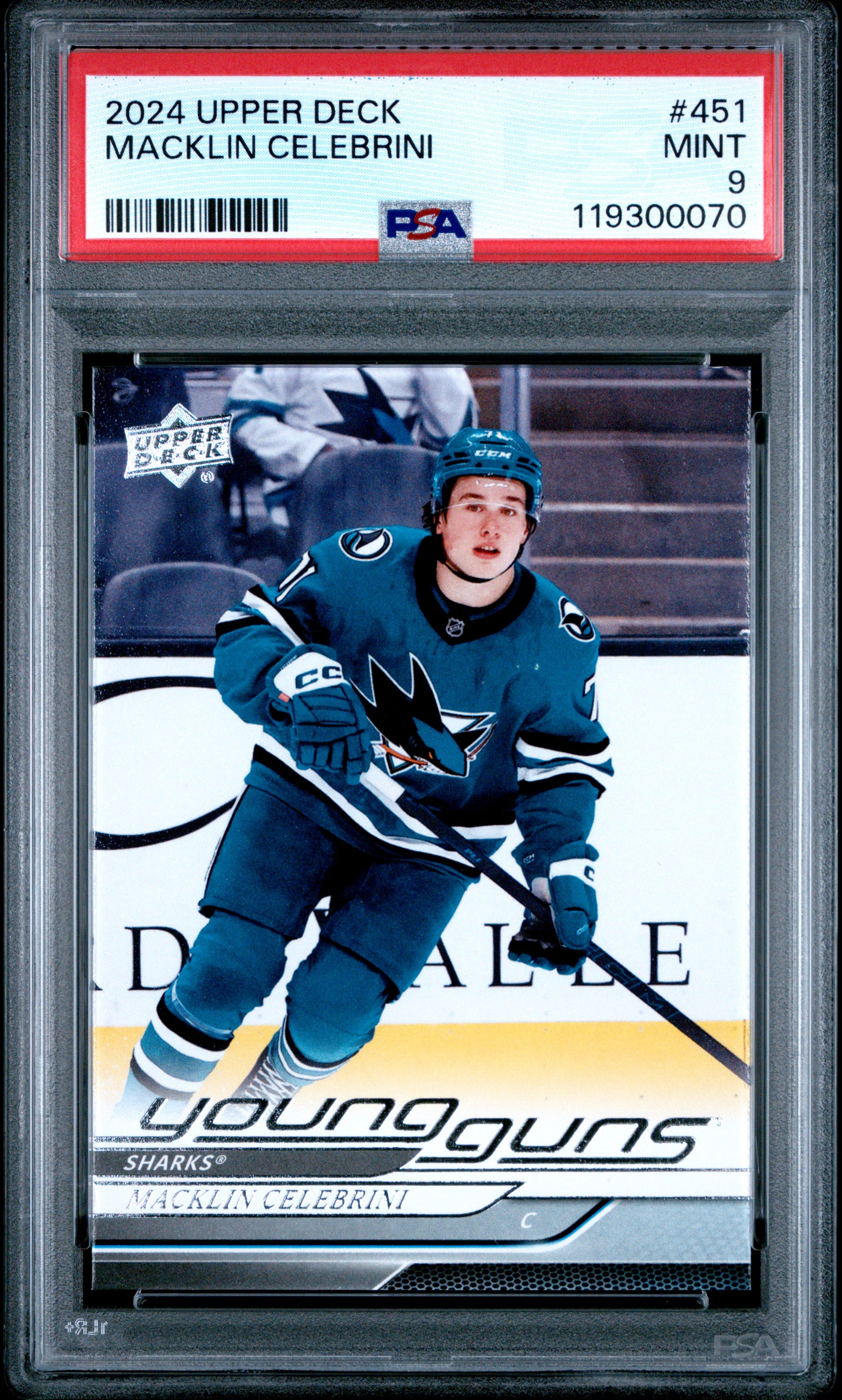 Macklin Celebrini 2024 Upper Deck Rookie #451 PSA 9 Mint 0070