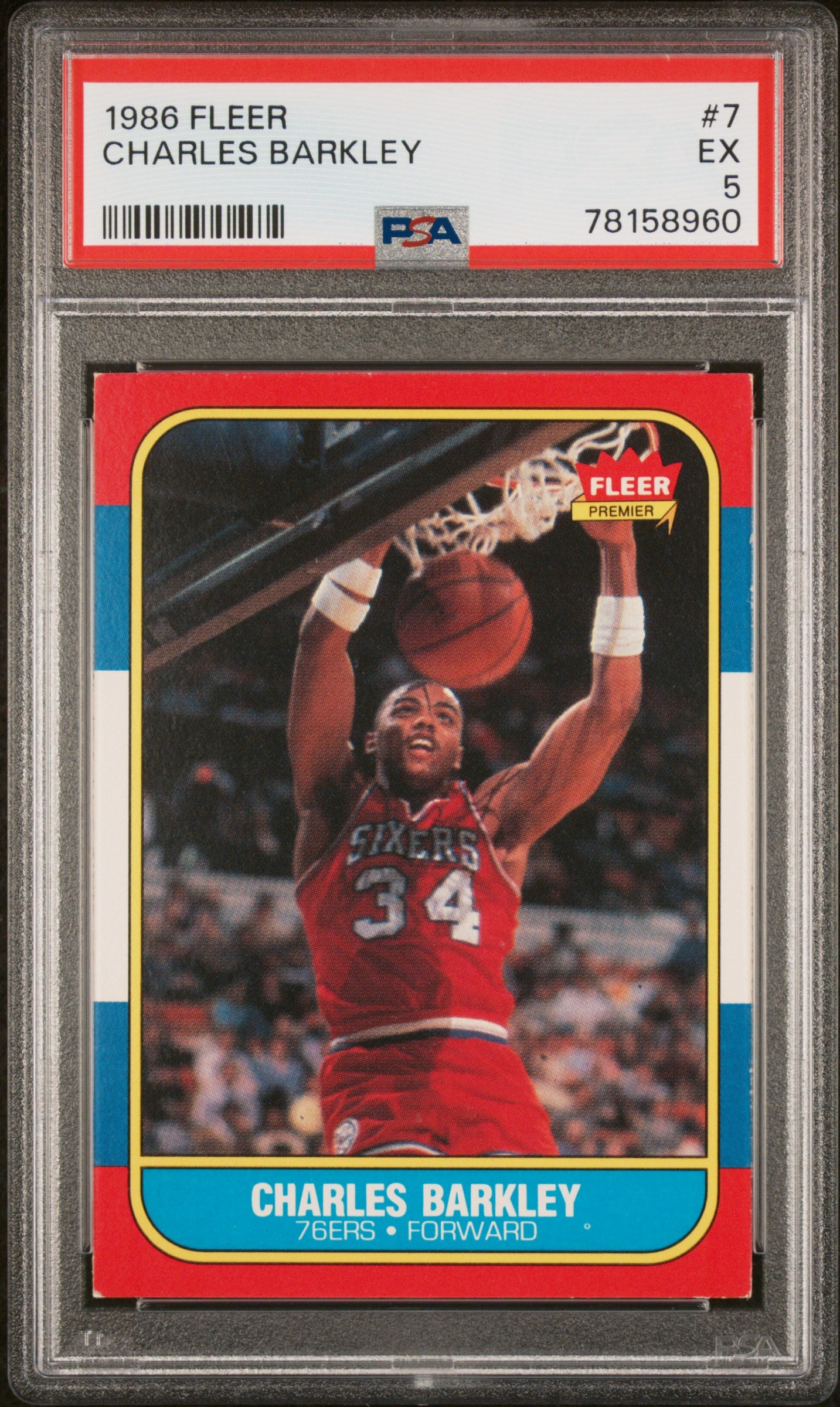 Charles Barkley 1986 Fleer #7 PSA 5 Ex