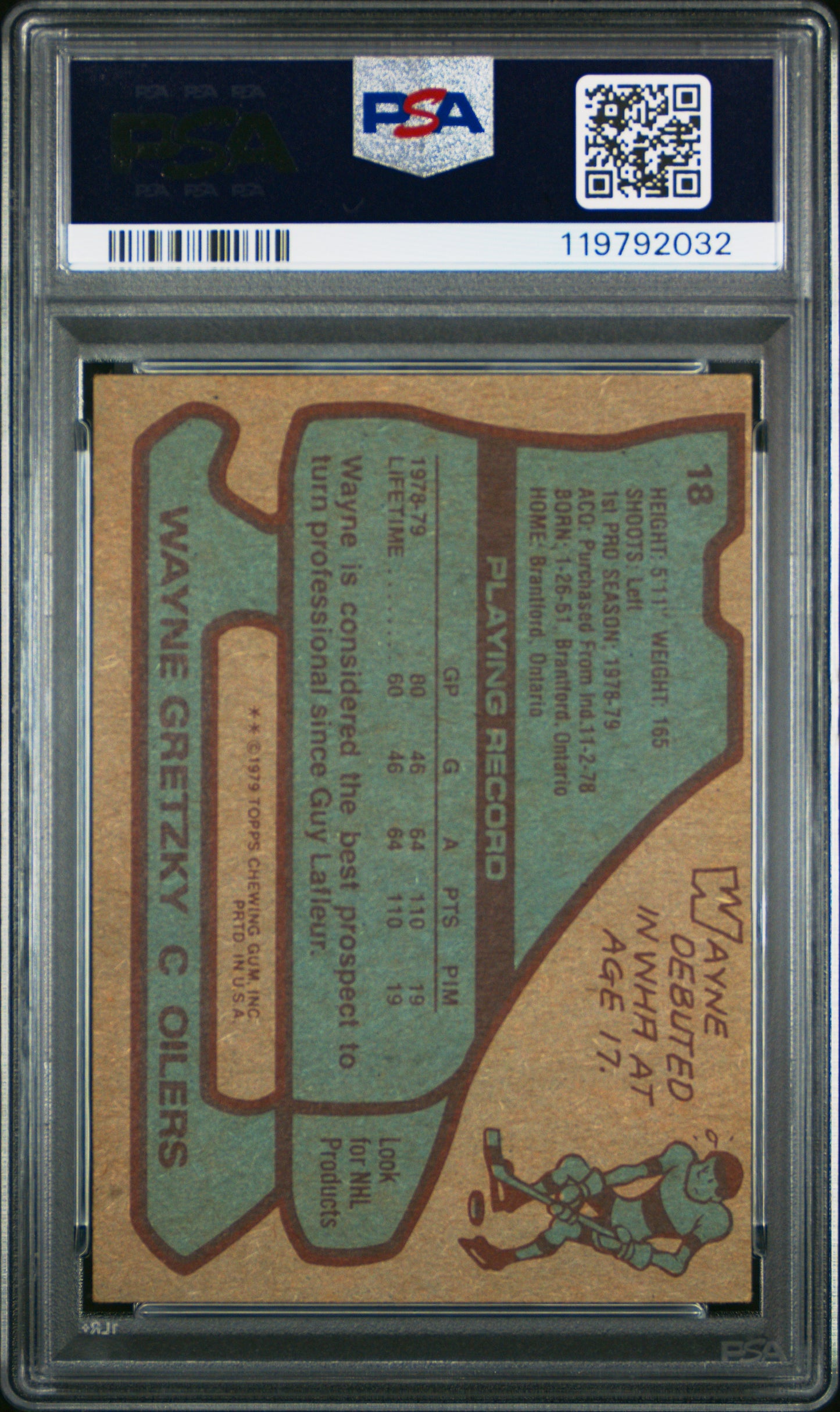 Wayne Gretzky 1979 Topps Rookie #18 PSA 4 Vg-Ex 2032