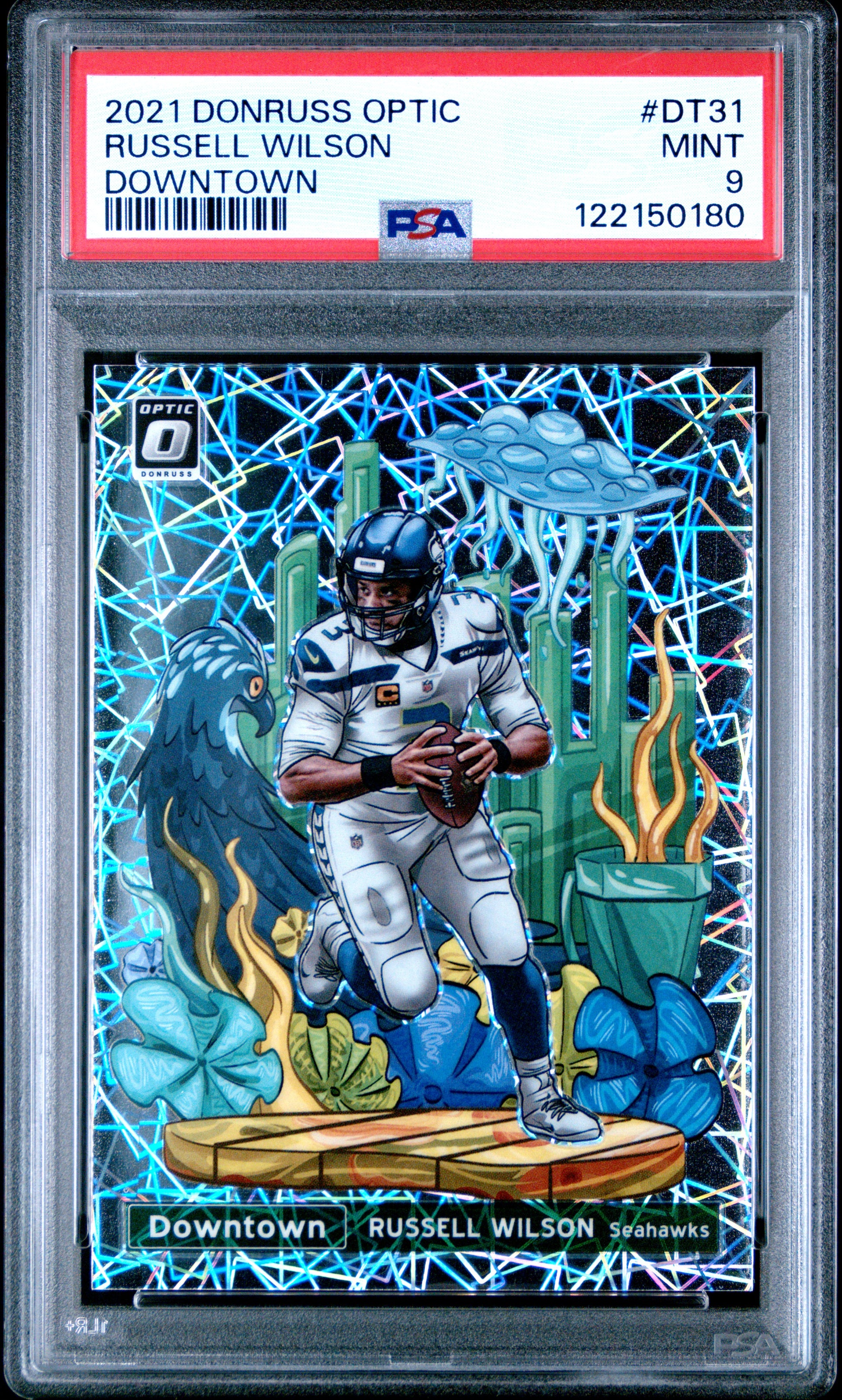 Russell Wilson 2021 Donruss Optic Downtown PSA 9 Mint