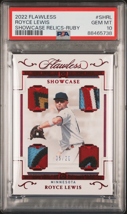 Royce Lewis 2022 PAnini Flawless Quad Relic #5/20 PSA 10 Gem Mint