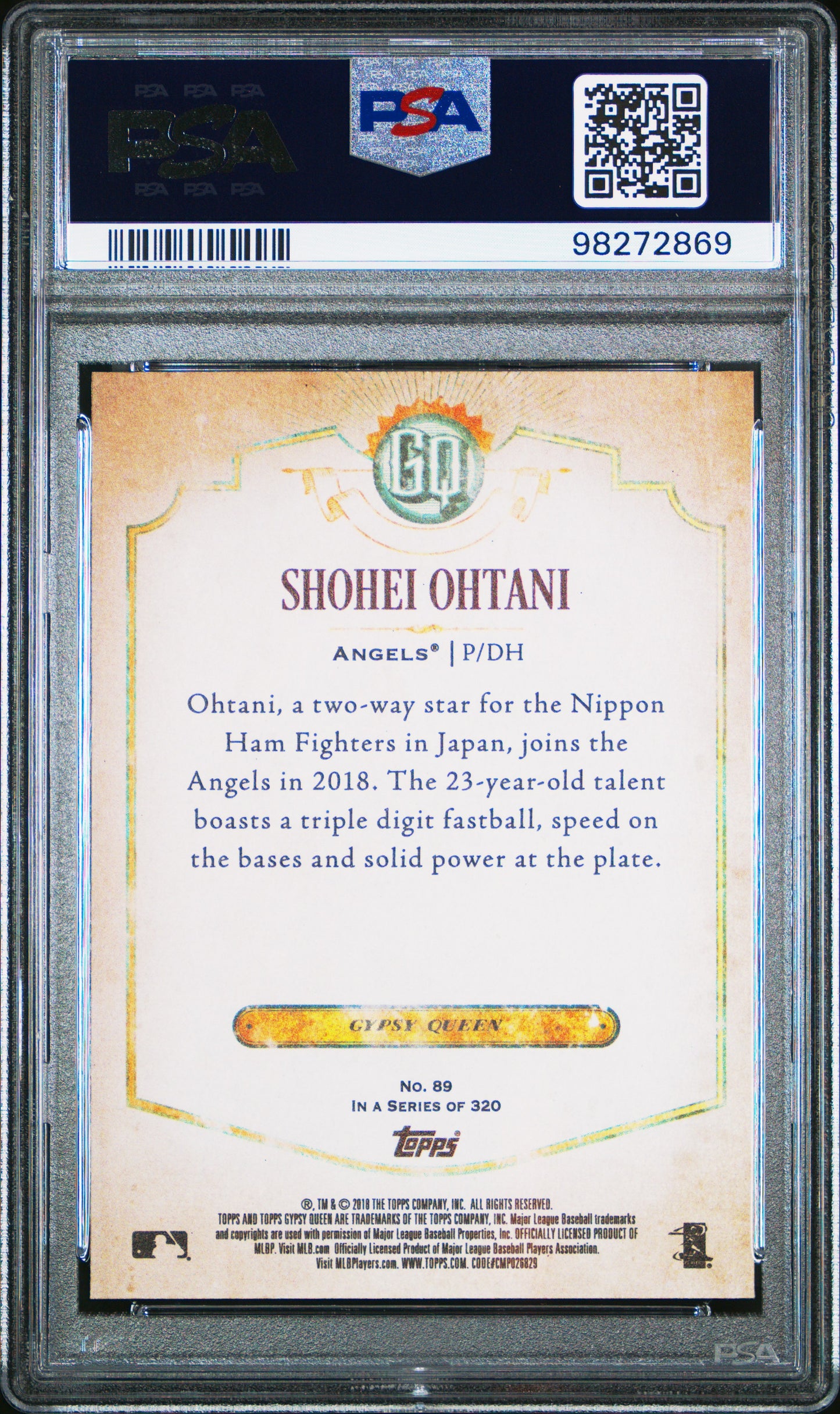 Shohei Ohtani 2018 Topps Gypsy Queen Rookie #89 PSA 10 Gem Mint 2869