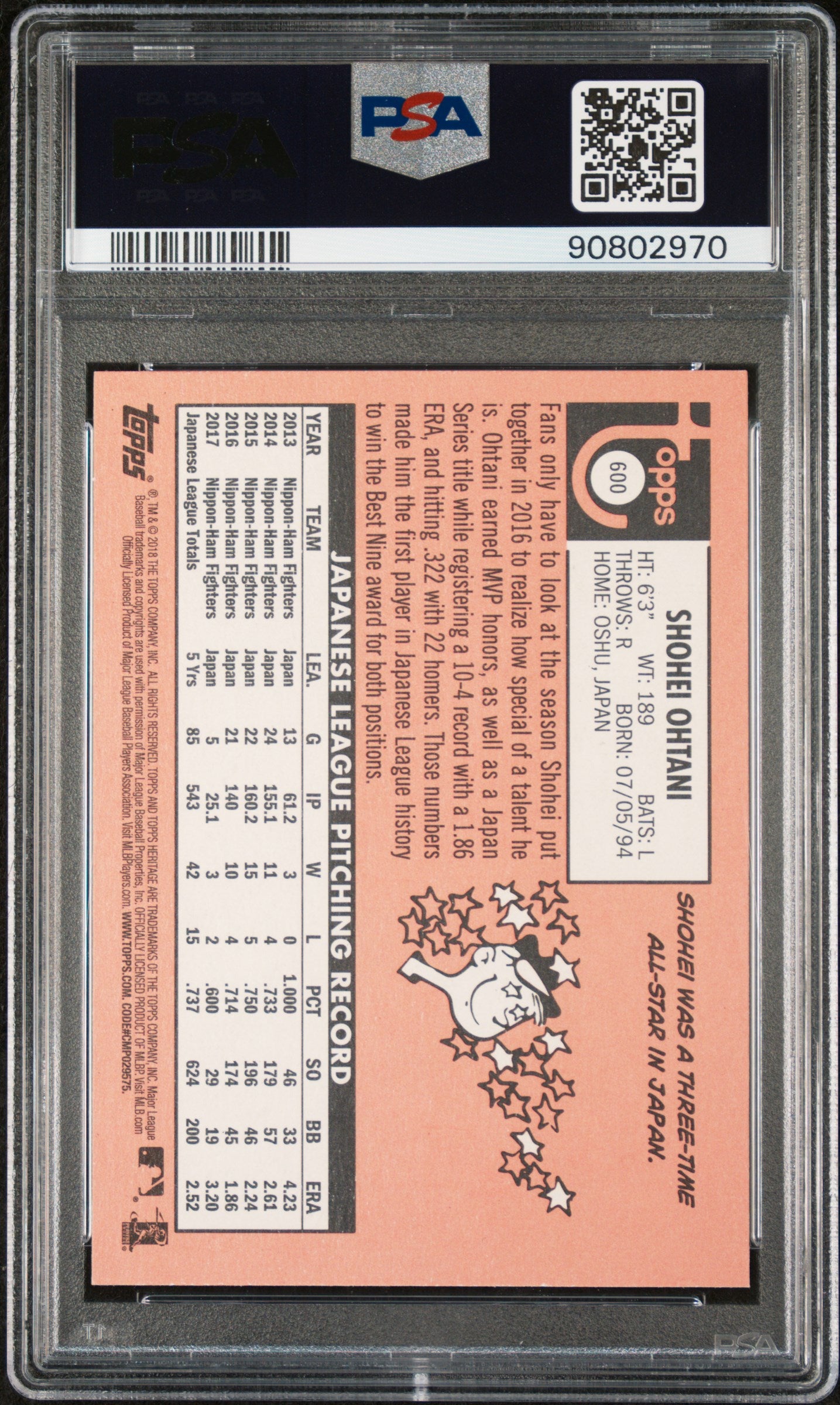 Shohei Ohtani 2018 Topps Heritage Rookie #700 PSA 10 Gem Mint 2970