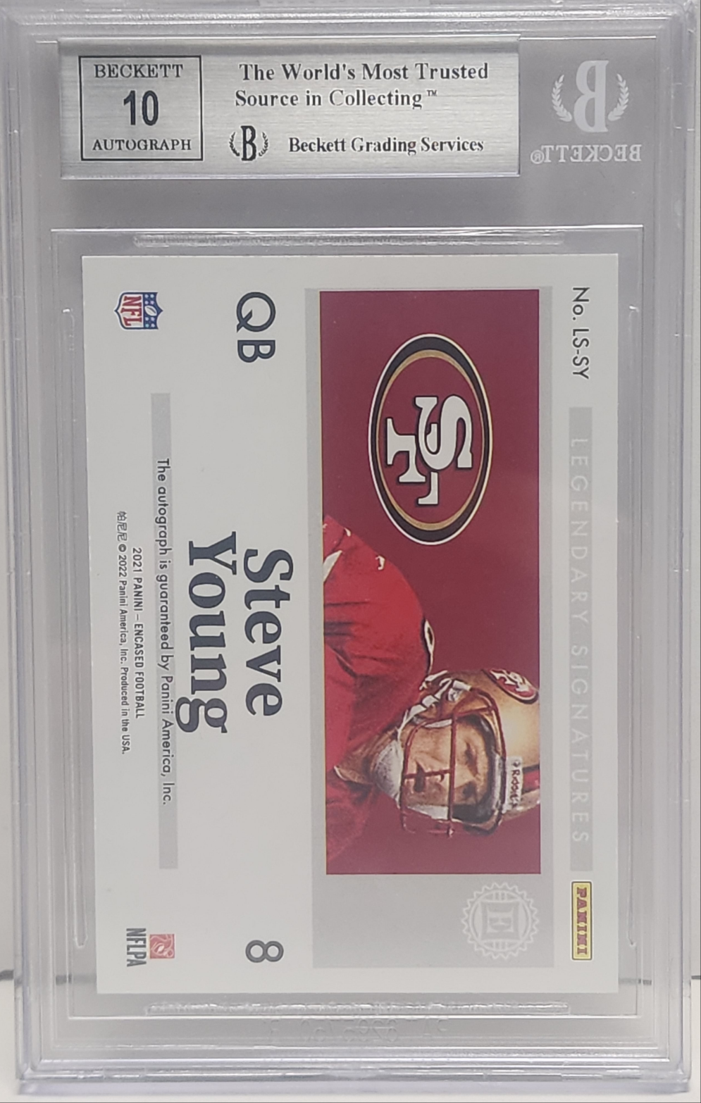 Steve Young 2021 Panini Encased Legendary Signatures Auto #9/10 BGS 9 Auto 10
