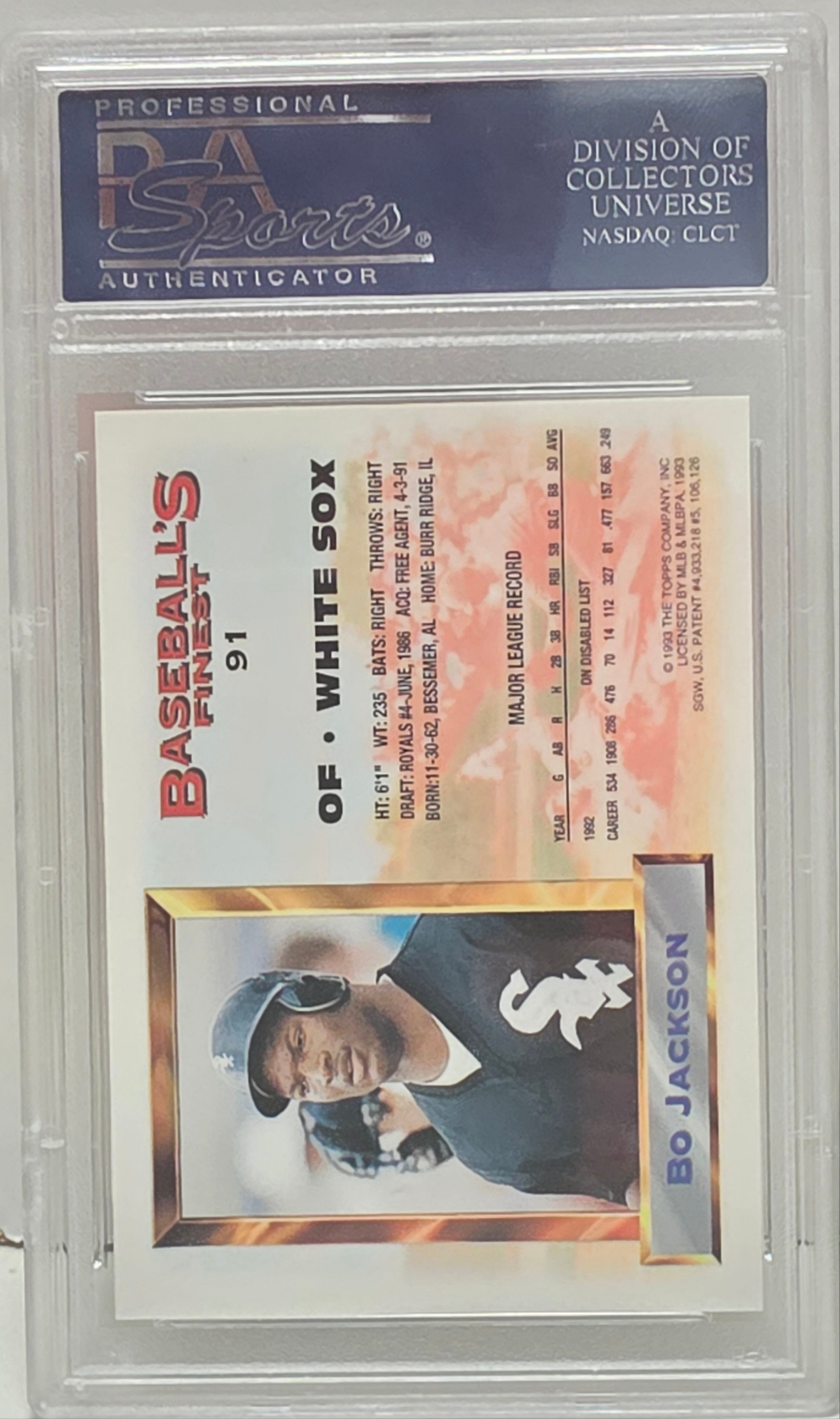 Bo Jackson 1993 Topps Finest #91 PSA 10 Gem Mint