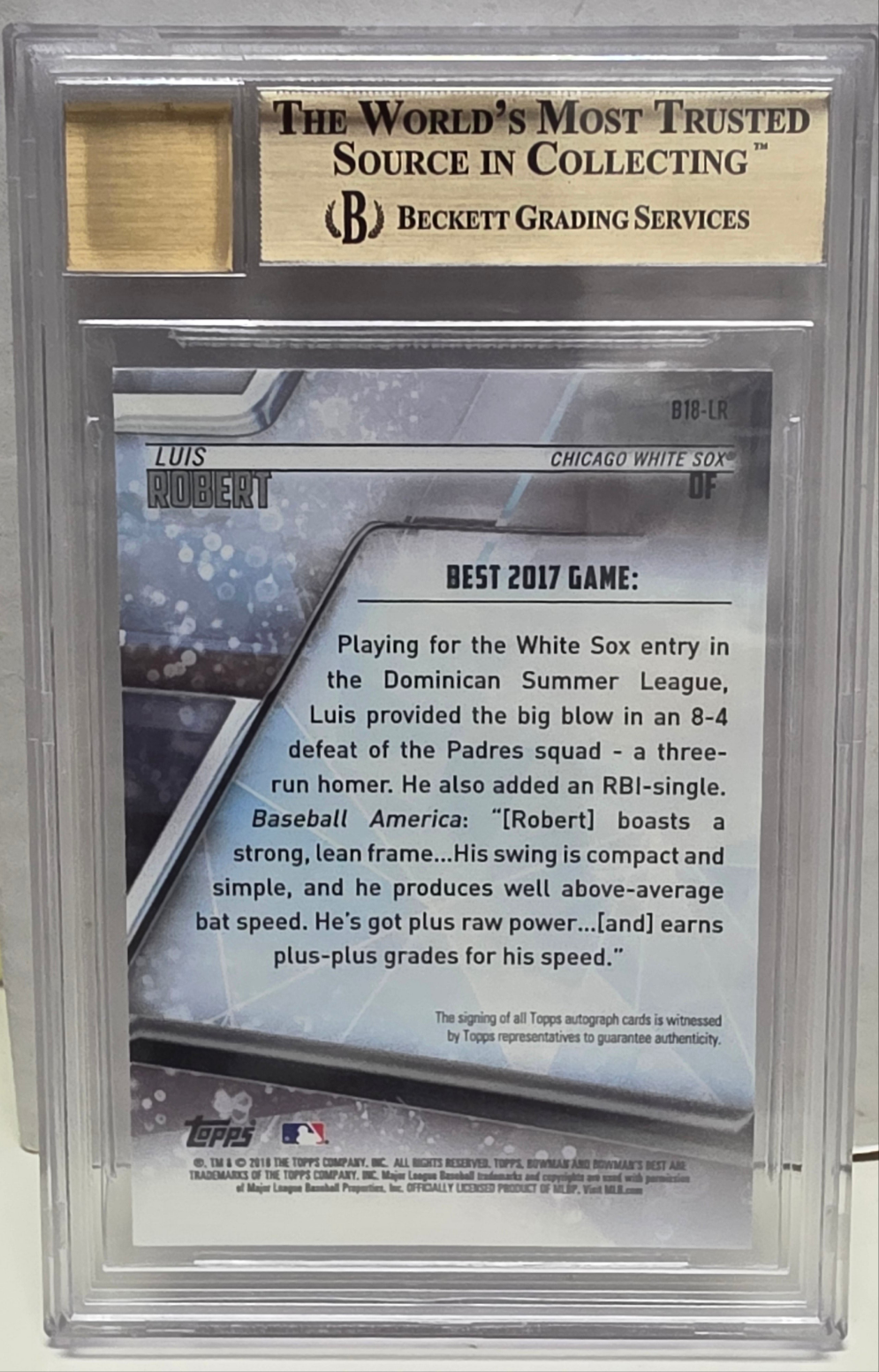 Luis Robert 2018 Bowmans Best Red Refractor Auto #8/10 BGS 9.5 Gem Mint Auto 10