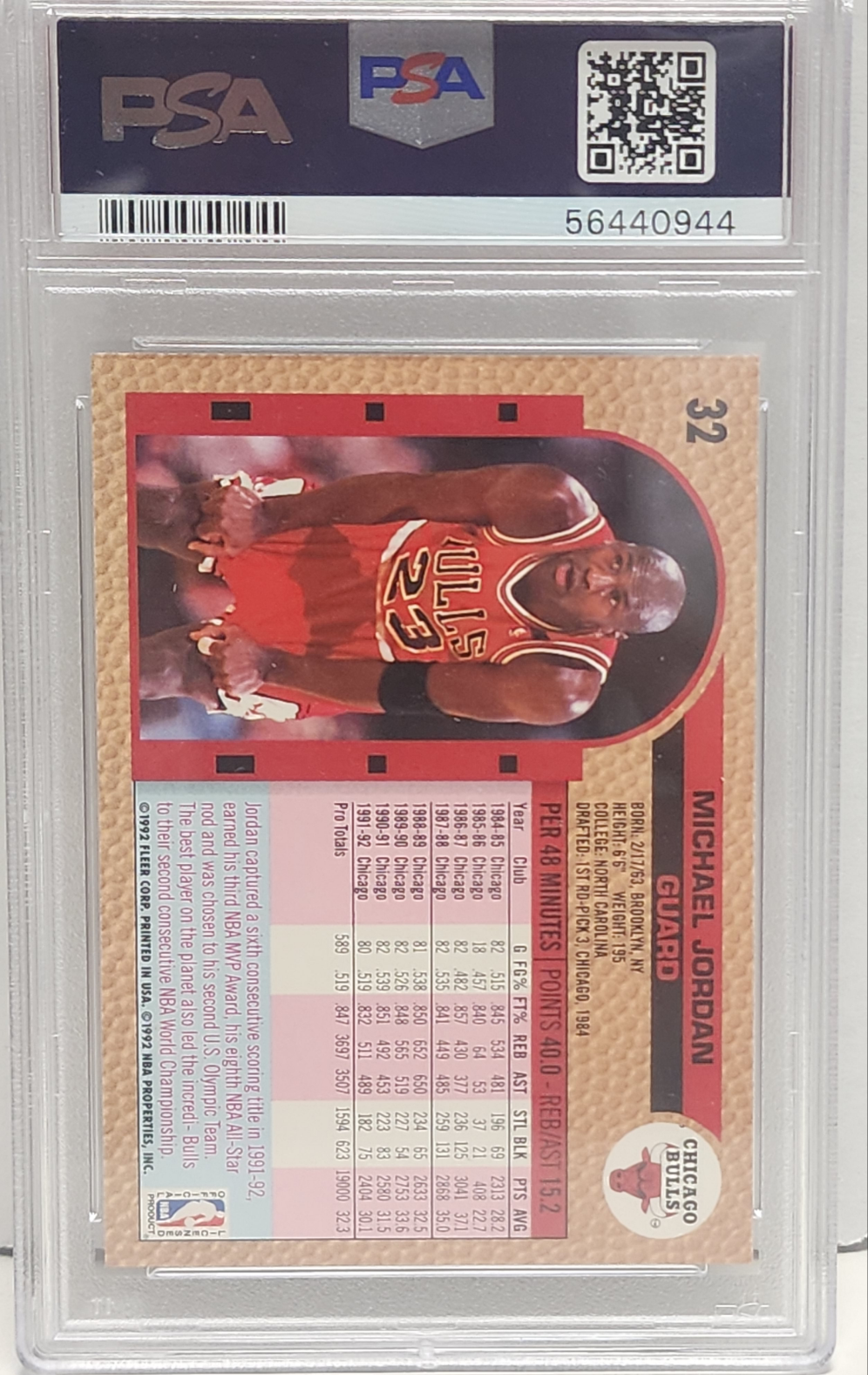 Michael Jordan 1992 Fleer #32 PSA 10 Gem Mint 0944