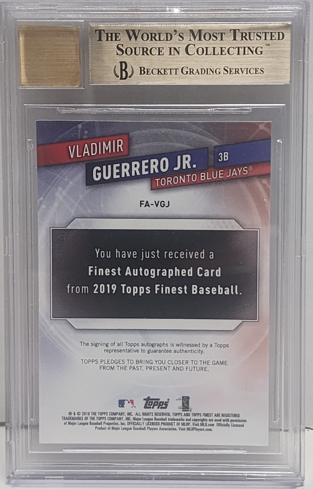 Vladimir Guerrero Jr. 2019 Topps Finest Orange Wave Refractor Auto RC #25/25 BGS 9.5 Auto 10