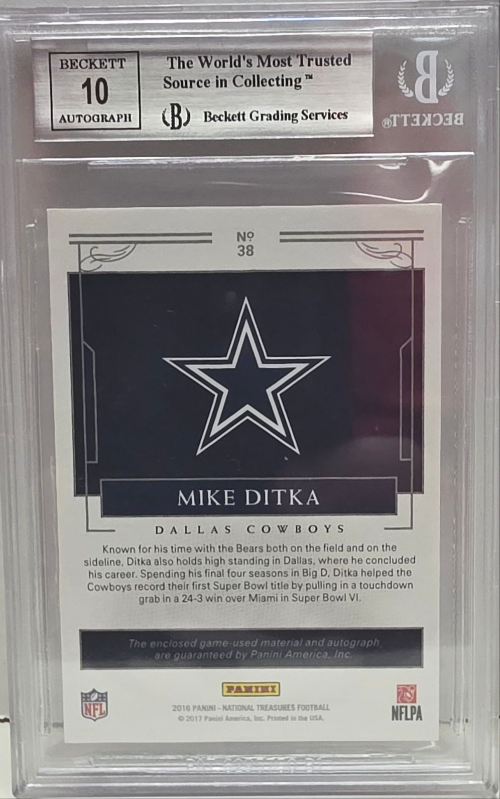 Mike Ditka 2016 Panini National Treasures Patch Auto #1/10 BGS 8.5 Nm-Mint+